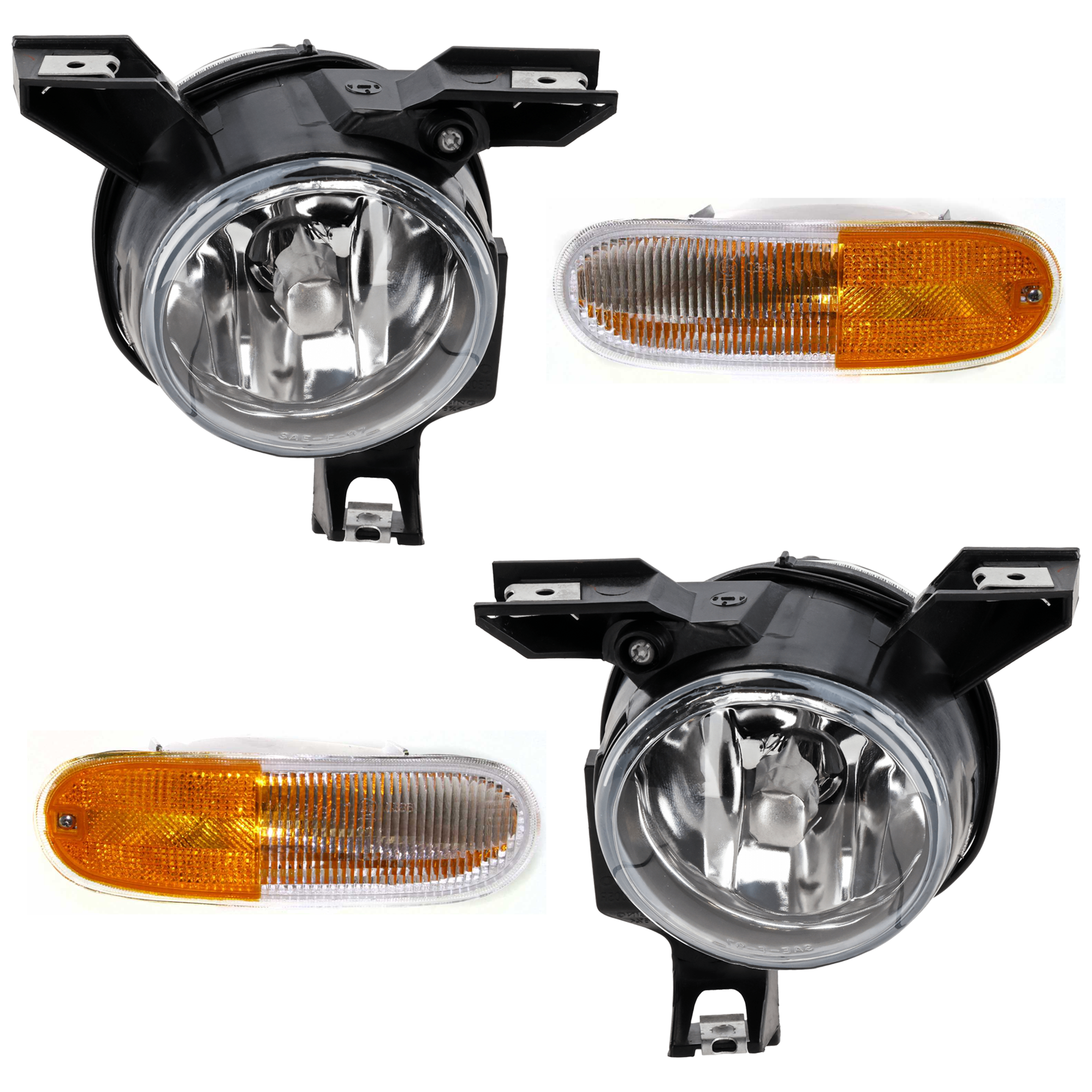 AM 4RUNNER 10-13 FRONT FOG LAMP RH AND LH 4 pc kit Assembly Halogen with Turn Signal Light SKU KIT 072924 C2320 Partslink VW2592107 VW2593107 VW2521103 VW2520103 OEM 1C0941699B 1C0941700B 1C095315