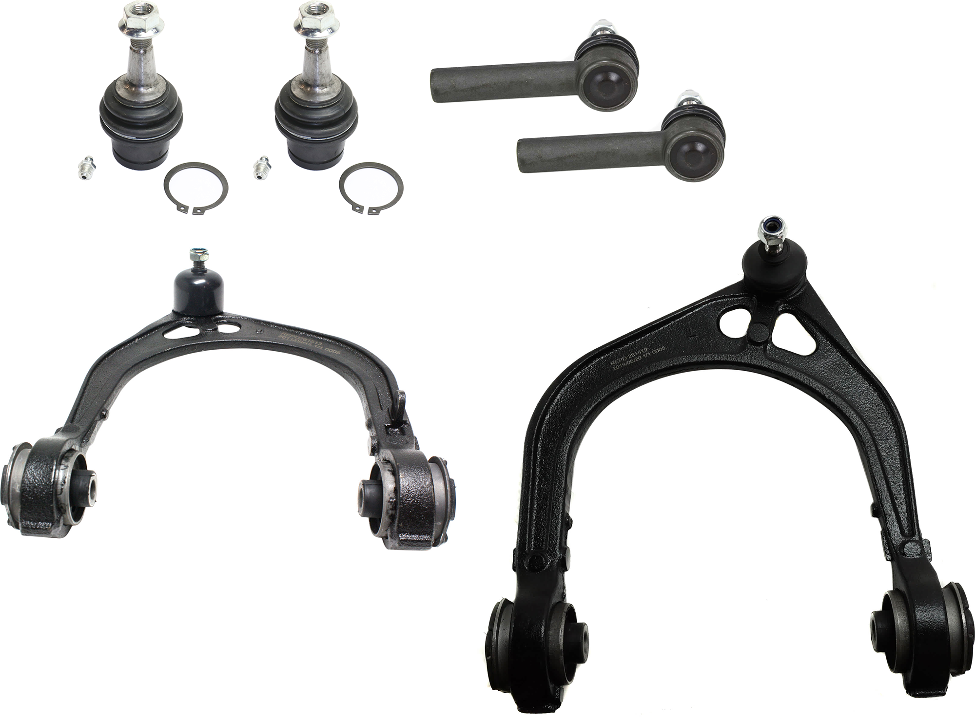 AM CHRYSLER 300-05-10 FRONT CONTROL ARM RH AND LH Upper w ball joint s 6 pc Kit with Ball Joint and Tie Rod End SKU KIT 072924 C2353 OEM 4782666AB 68045130AE 68045131A