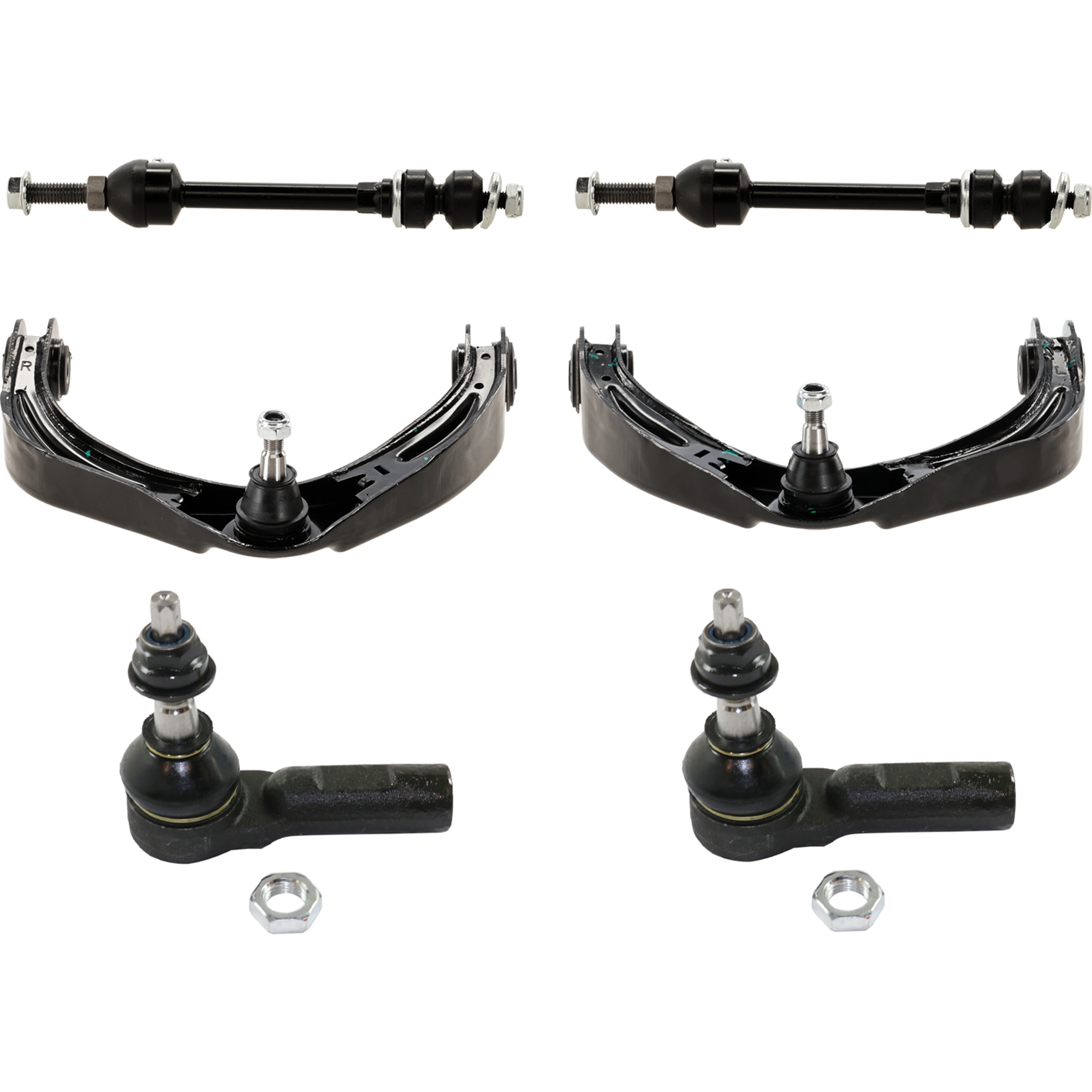 AM RAM 1500-06-08 FRONT CONTROL ARM RH AND LH Upper 6 pc Kit with Tie Rod End and Sway Bar Link SKU KIT 072924 C2361 OEM 55366653AE 55366653AG 55366653