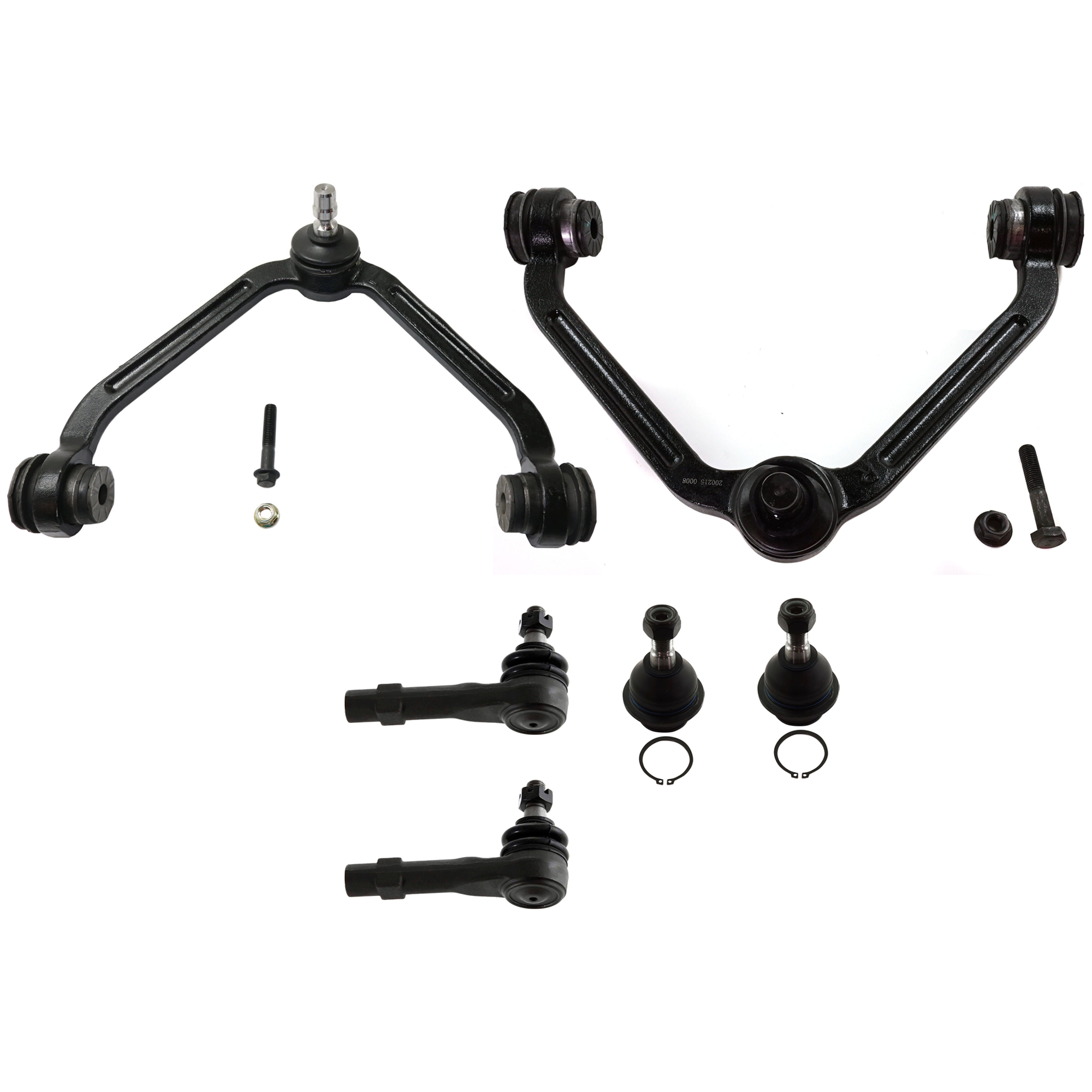 AM B4000-02-04 RANGER 02-11 FRONT CONTROL ARM RH AND LH Upper 6 pc kit with Ball Joint and Tie Rod End SKU KIT 072924 C2377 OEM 2L5Z3082AA 3L5Z3084AA 6L5Z3084