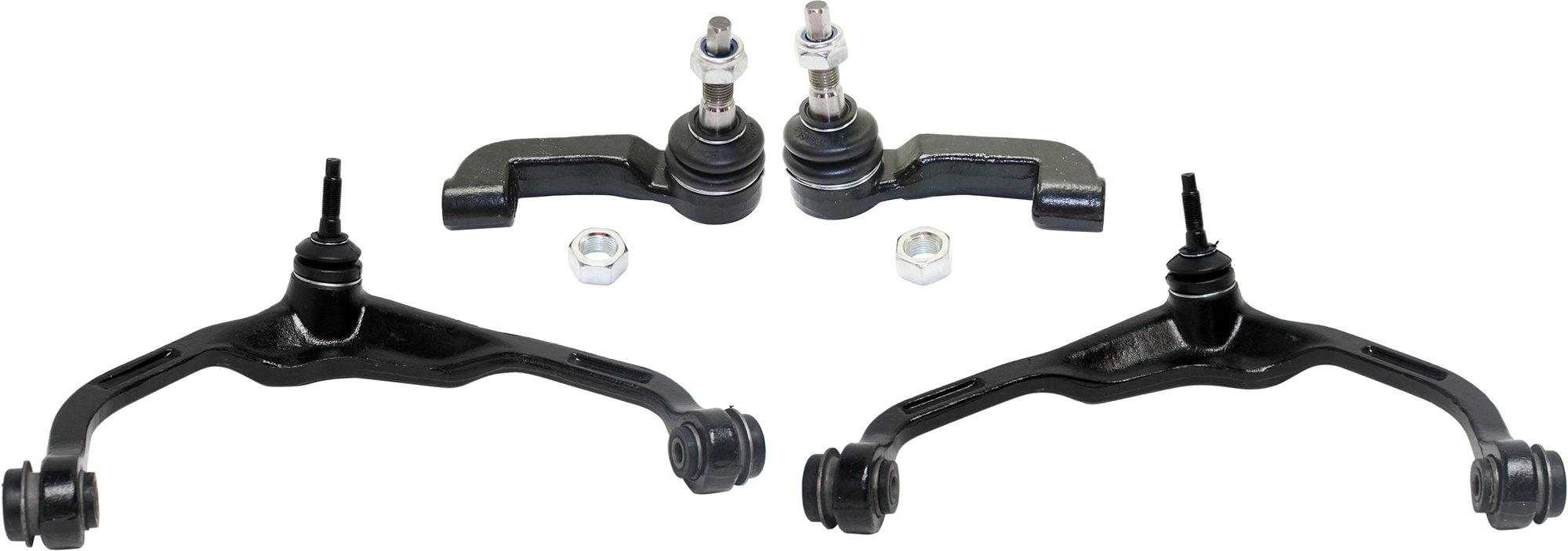 AM NITRO 07-11 FRONT CONTROL ARM RH AND LH Upper w ball joint s 4 pc Kit with Tie Rod End SKU KIT 072924 C2497 OEM 52125112AE 52125113AE 52125367