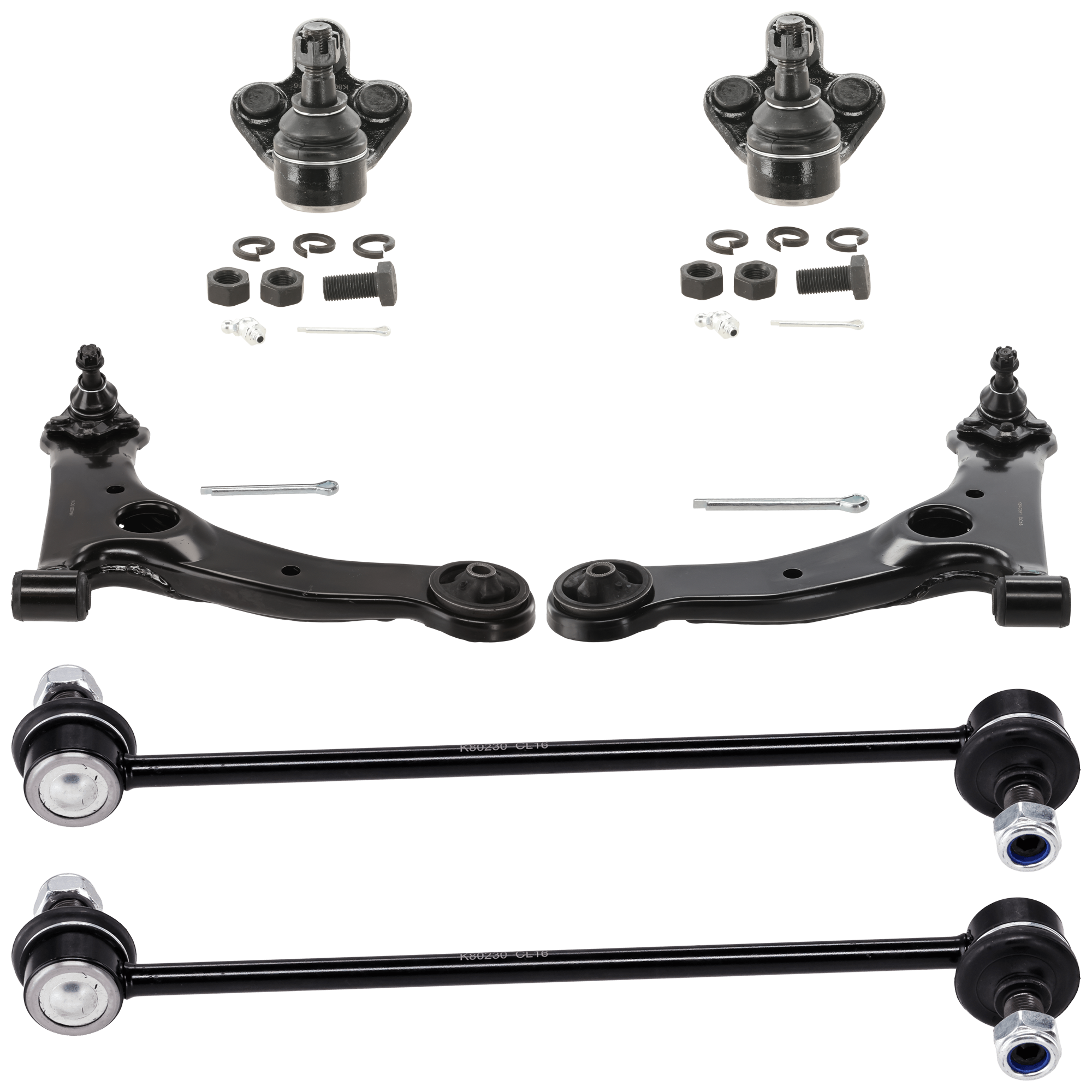 AM TC 05-10 MATRIX VIBE 03-08 FRONT CONTROL ARM RH AND LH Lower 6 pc Kit with Ball Joint and Sway Bar Link SKU KIT 072924 C2635 OEM 4806802021-88970142-4806802020
