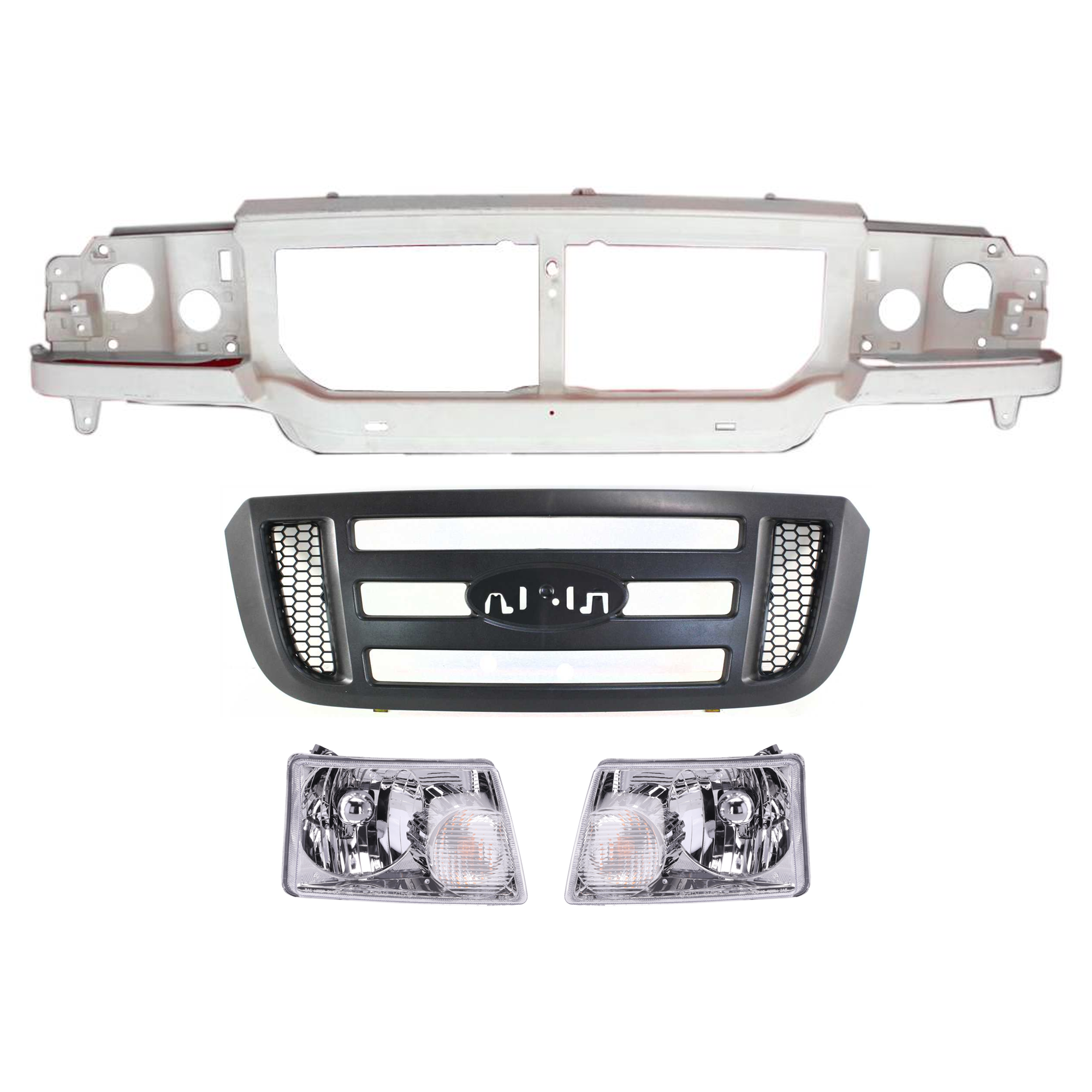 AM RANGER 04-11 HEADER PANEL 4 pc Kit SKU KIT 072924 C2646 Partslink FO1220228 FO2503173 FO2502173 OEM 6L5Z8A284AA 6L5Z8200BAC 6L5Z13