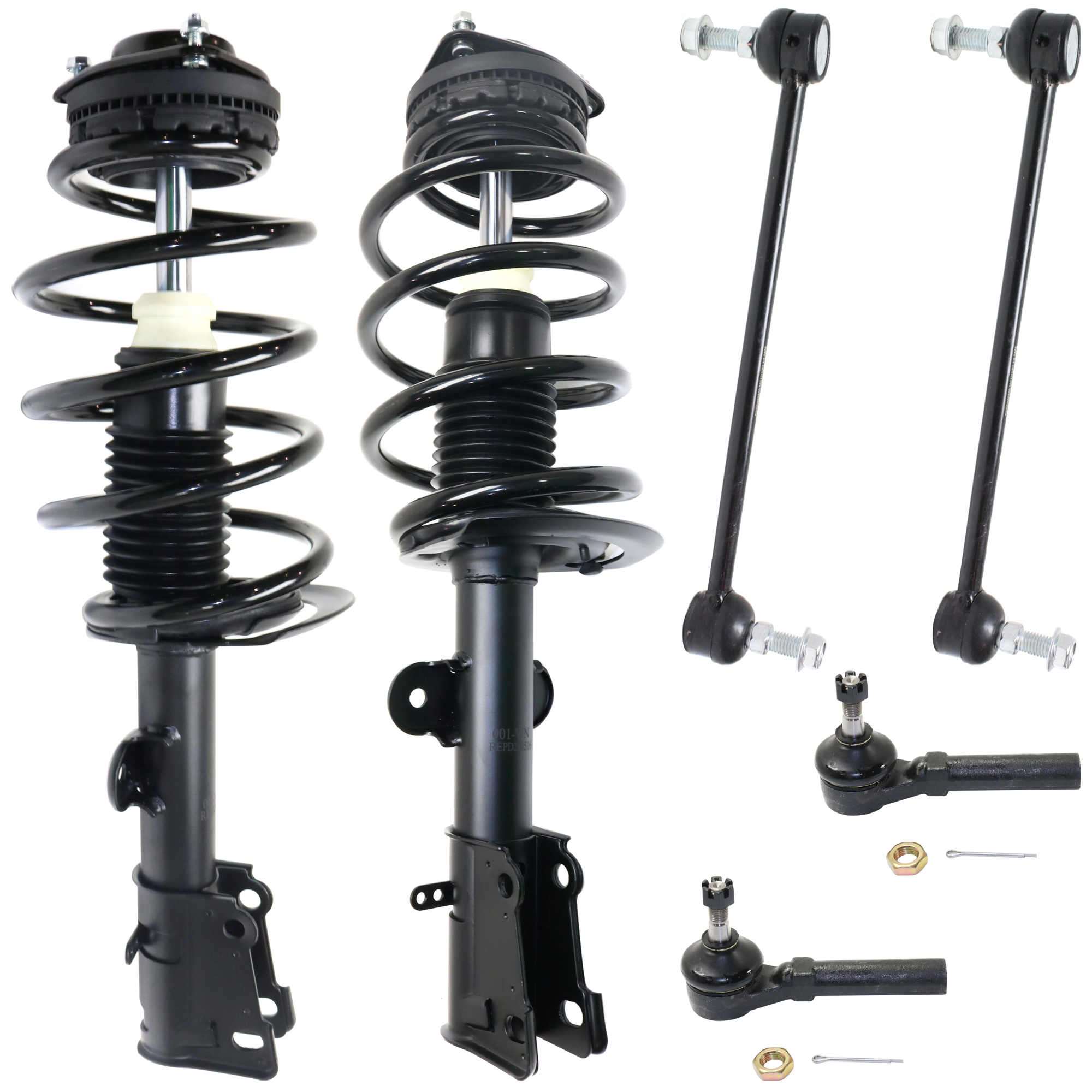 AM TOWN COUNTRY GRAND CARAVAN 08-10 FRONT SUSPENSION KIT RH AND LH 6 pc kit with Loaded Struts Sway Bar Links and Tie Rod Ends SKU KIT 072924 C2657 OEM 68042864AA 68033952AA 18189-68