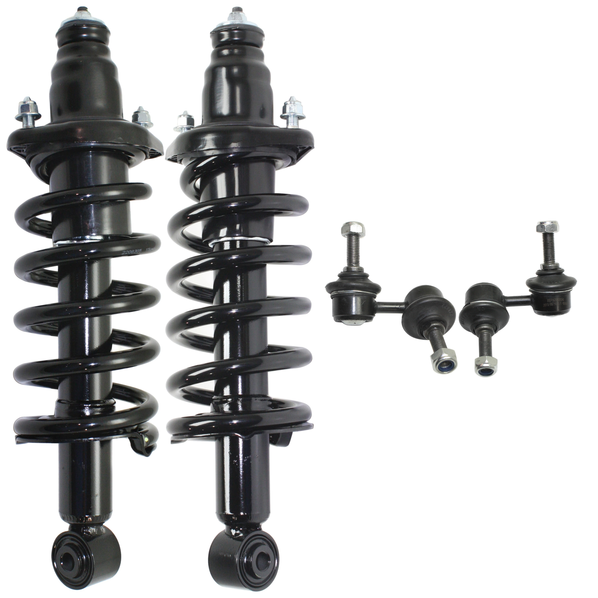 AM CR V 02-06 REAR LOADED STRUT RH AND LH 4 pc Kit with Sway Bar Link SKU KIT 072924 C2663 OEM 51605S9AA05-51606S9AA05-18401