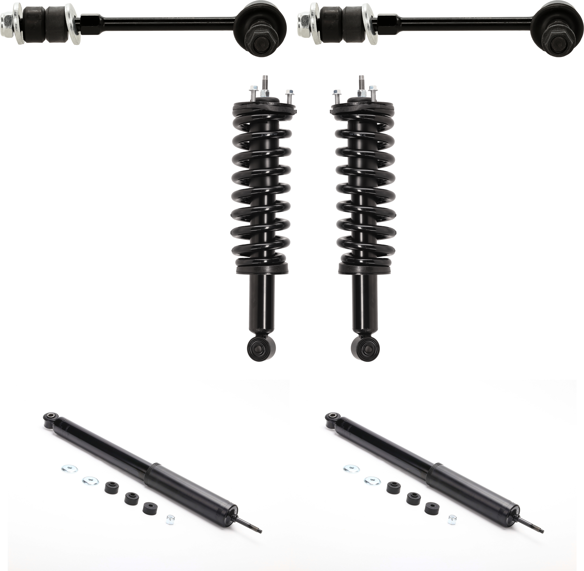 AM TUNDRA 00-05 FRONT AND REAR SHOCK ABSORBER AND STRUT ASSEMBLY RH AND LH 6 pc kit with Sway Bar Links SKU KIT 072924 C2756 OEM 341440-12130276 RS5040-3723