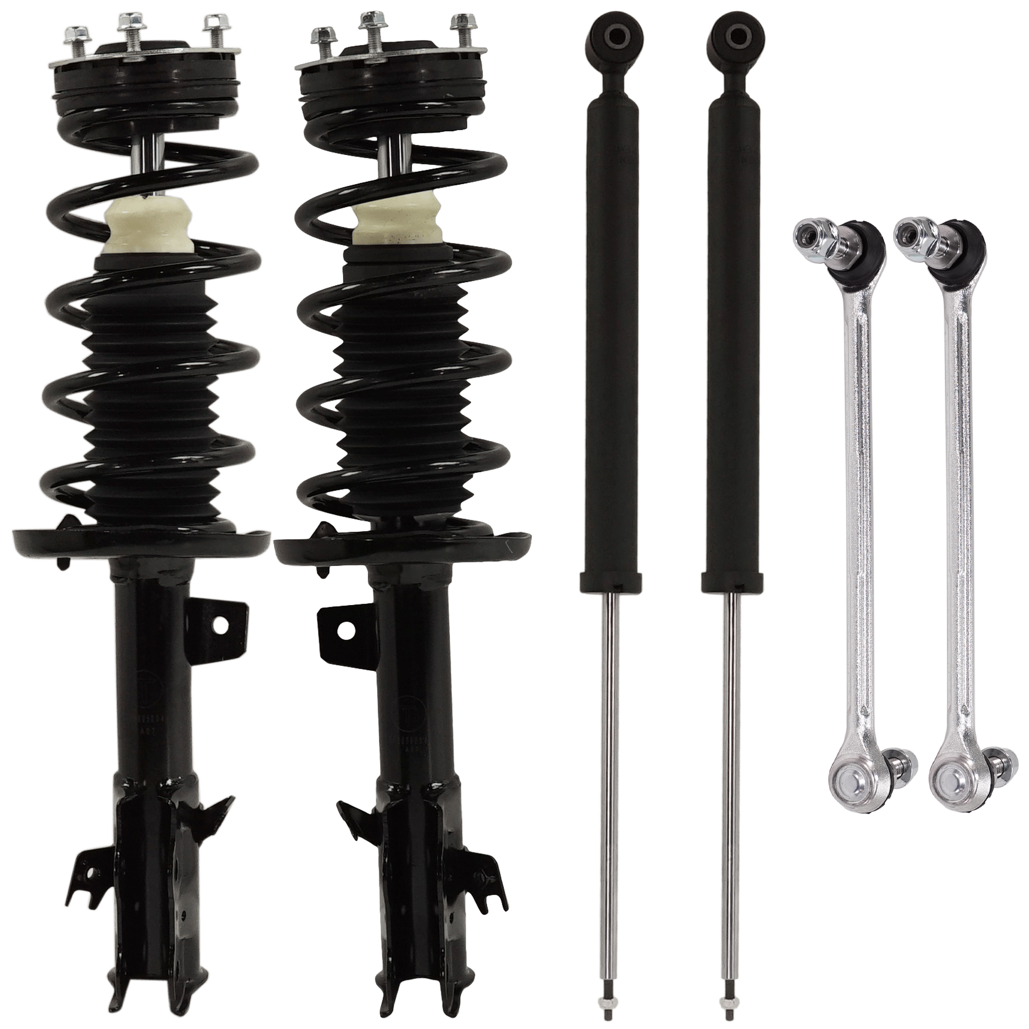 AM FIESTA 11-13 FRONT AND REAR SHOCK ABSORBER AND STRUT ASSEMBLY RH AND LH 6 pc kit with Sway Bar Links SKU KIT 072924 C2757 OEM 1333356L BE8Z18124A BE8Z18124C