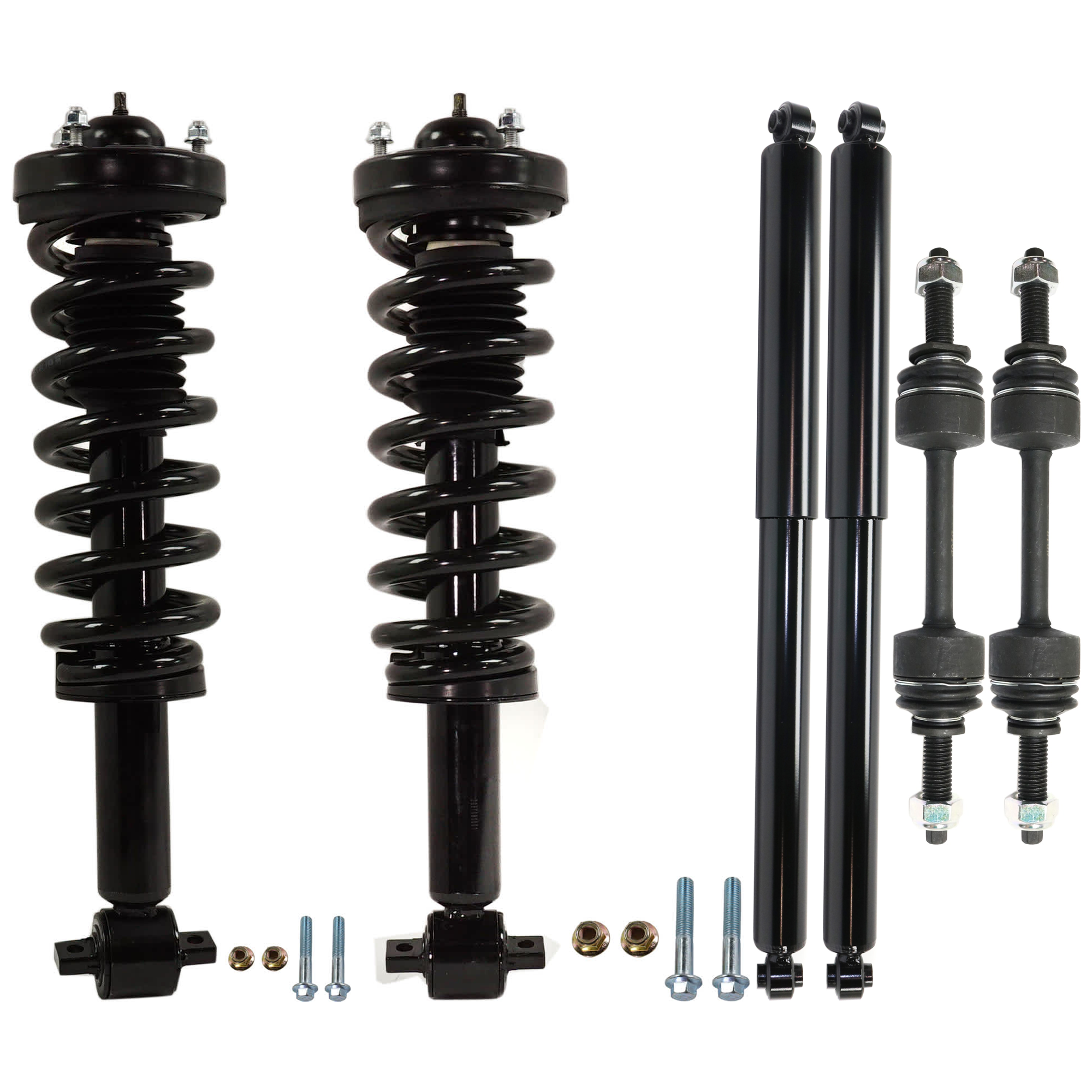 AM F 150-15-20 FRONT AND REAR SHOCK ABSORBER AND STRUT ASSEMBLY RH AND LH 6 pc kit with Sway Bar Links SKU KIT 072924 C2759 OEM 9L3Z18125F SR4443 JL3Z18124J 7