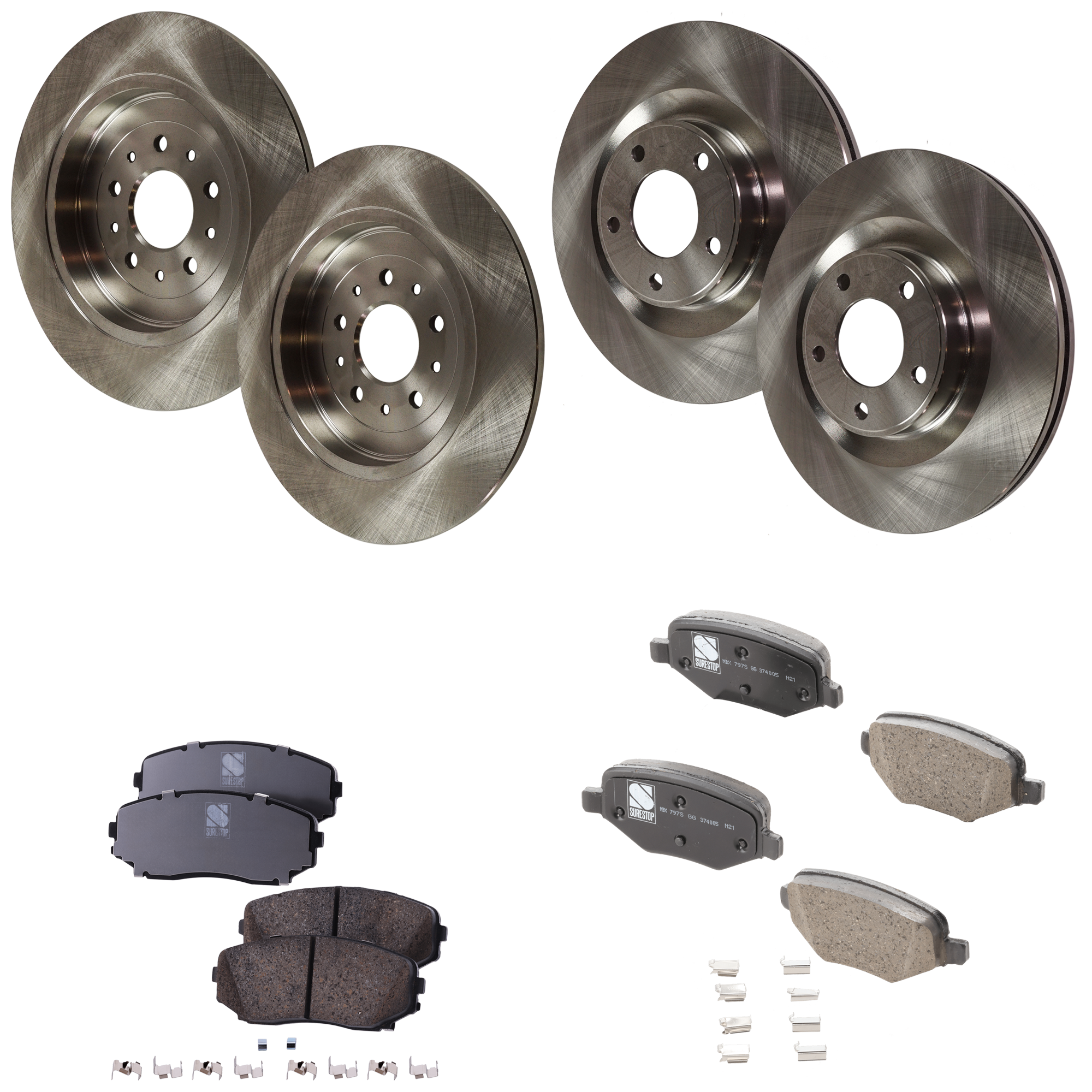 AM EDGE 11-14 FRONT AND REAR BRAKE DISC AND PAD kit 8 pc kit SKU KIT 072924 C2809 OEM 5F9Z2C026BA 7T4Z1125A 7T4Z2001