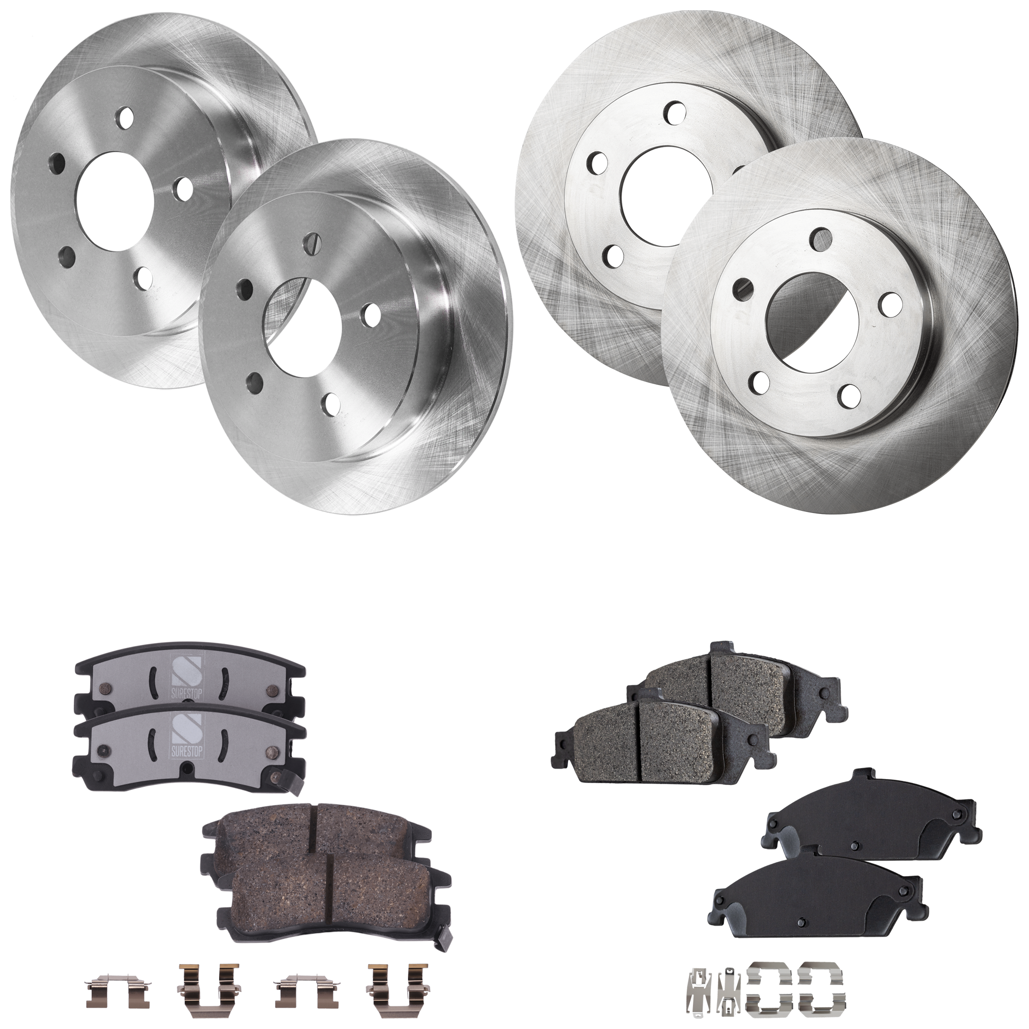AM GRAND AM 99-05 FRONT AND REAR BRAKE DISC AND PAD KIT 4 Wheel Set SKU KIT 072924 C2838 OEM 18021354-569107-569110-1802177