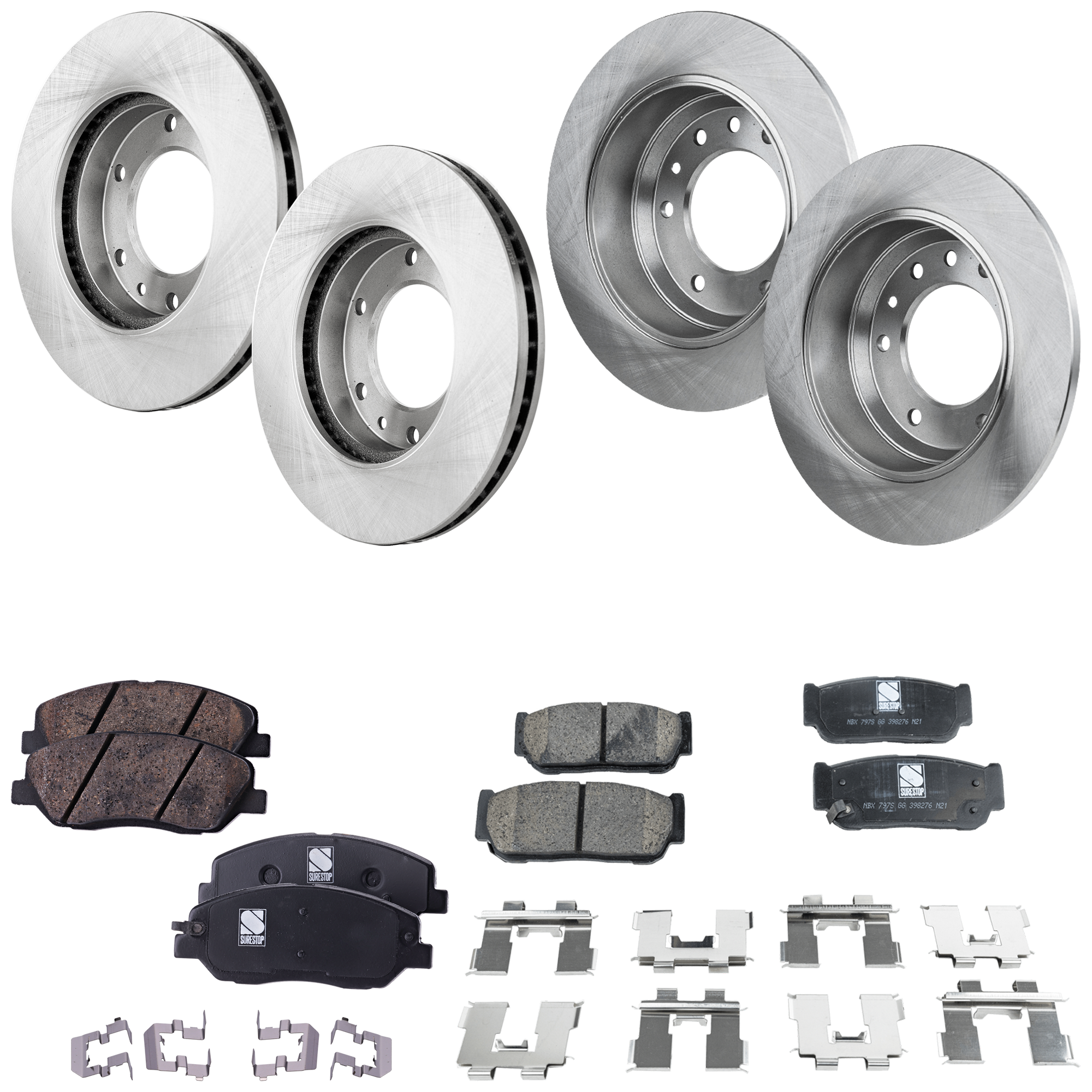 AM ENTOURAGE 07-07 FRONT AND REAR BRAKE DISC AND PAD KIT 4 Wheel Set SKU KIT 072924 C2859 OEM 517124D500-584114D500-583023EU