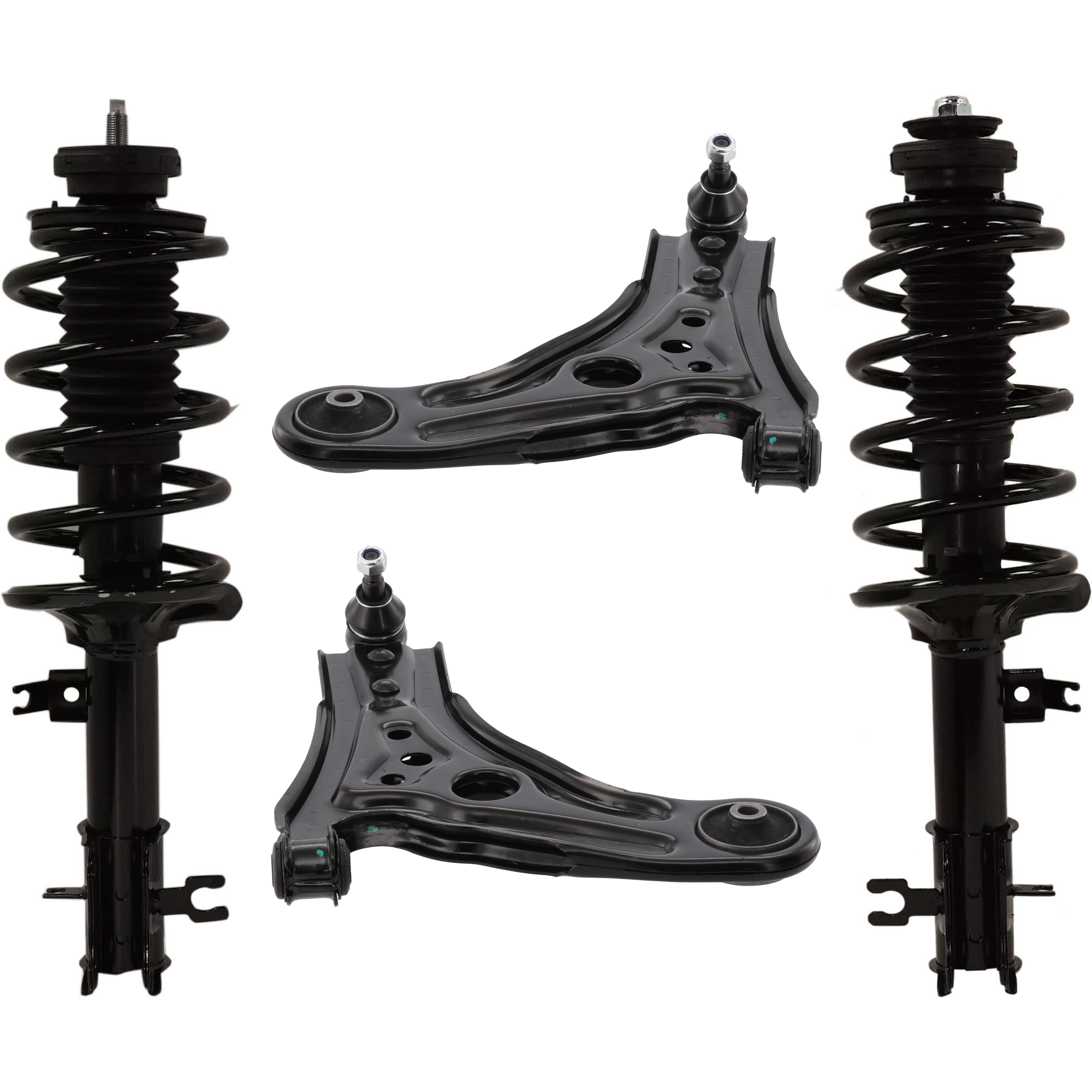 AM AVEO 04-11 AVEO5-07-11 FRONT FULLY LOADED STRUT RH AND LH Gas Charged Twin tube 4 pc Kit with Control Arm and Loaded Strut SKU KIT 072924 C2860 OEM 816645-817351-78A11404-2701539