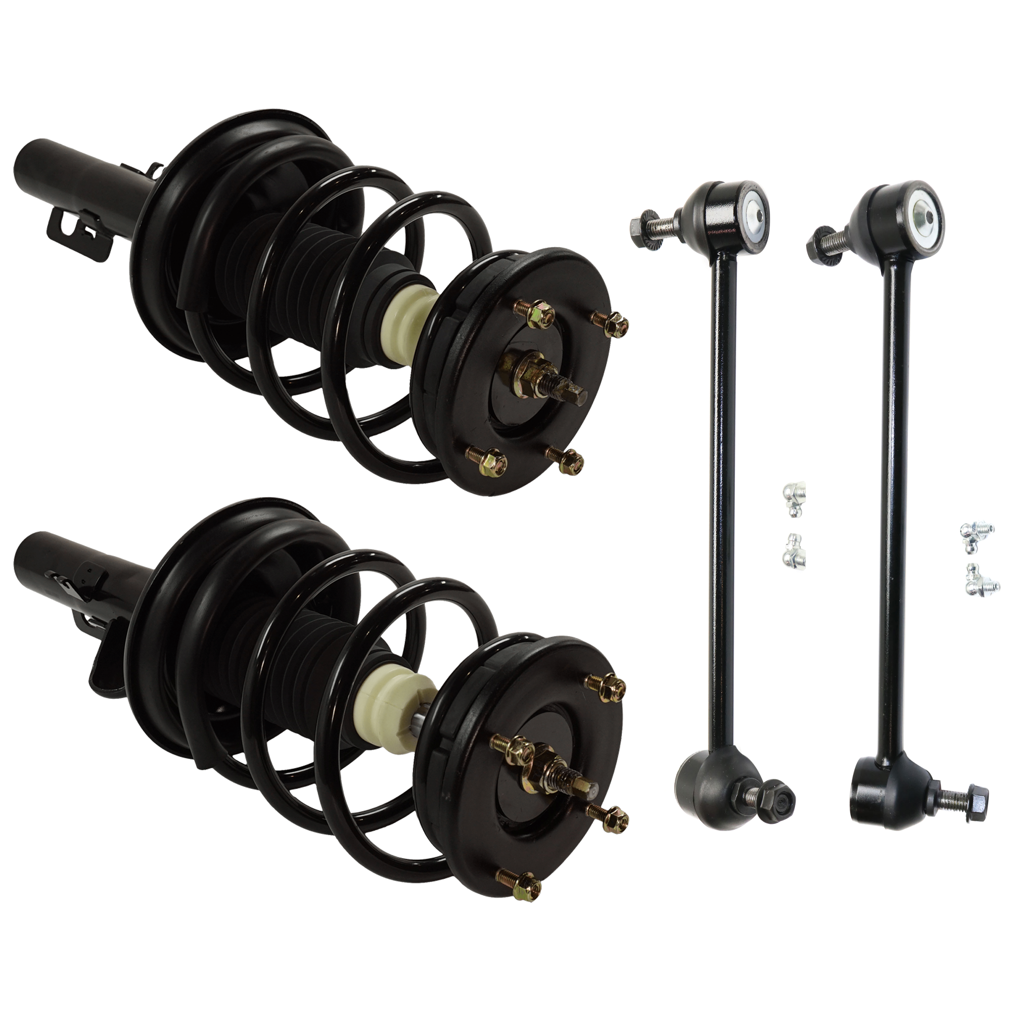 AM FIVE HUNDRED MONTEGO 05-07 FRONT FULLY LOADED STRUT RH AND LH 4 pc Kit with Sway Bar Link SKU KIT 072924 C2866 OEM 818897-92140443-11298-172615-1