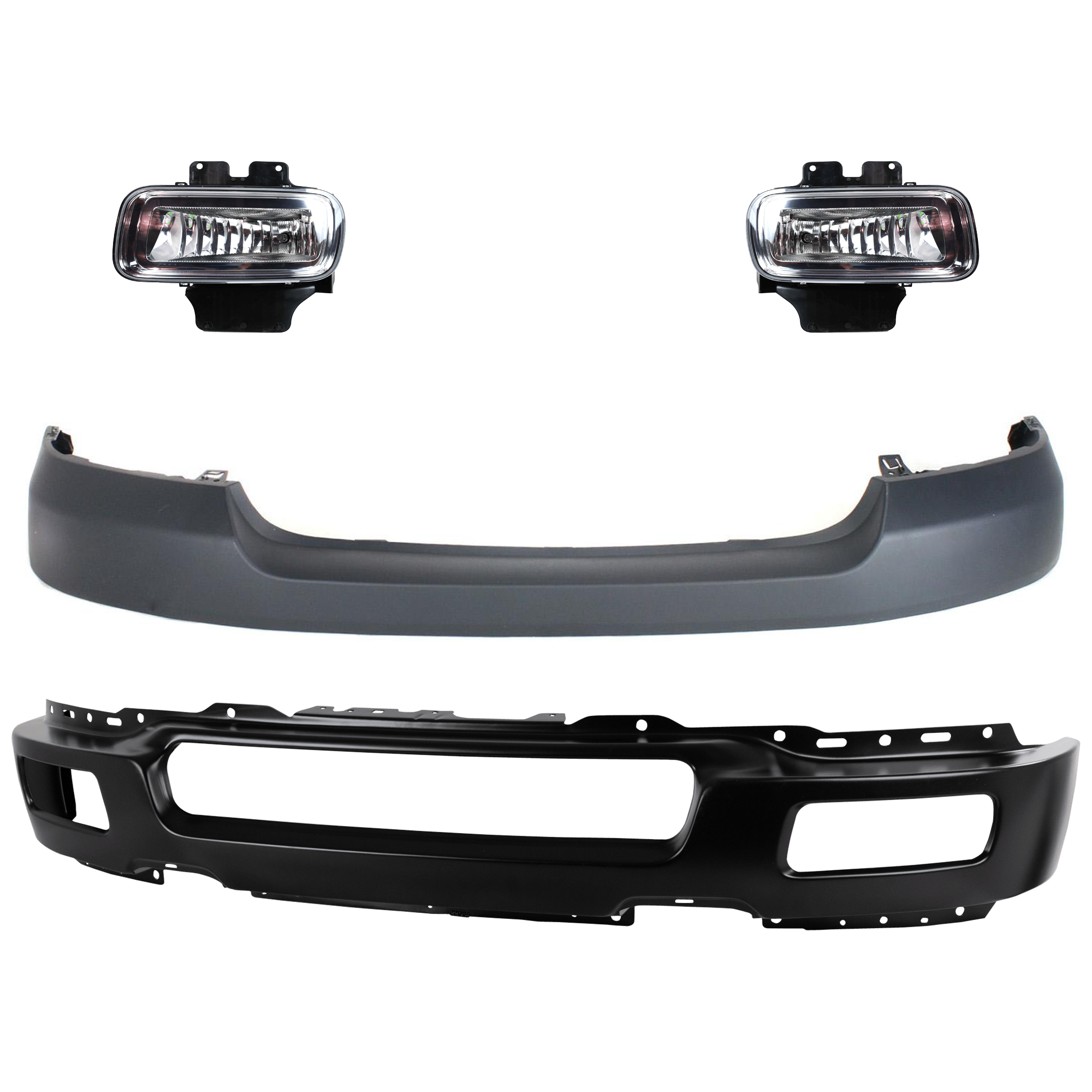 AM F 150-04-06 FRONT BUMPER 4 pc kit w Bumper Cover and Fog Light SKU KIT 072924 C2958 Partslink FO1000562C FO1002391 FO2592209 FO2593209 OEM 4L3Z17757FA 4L3Z17D957CA 5L3Z1