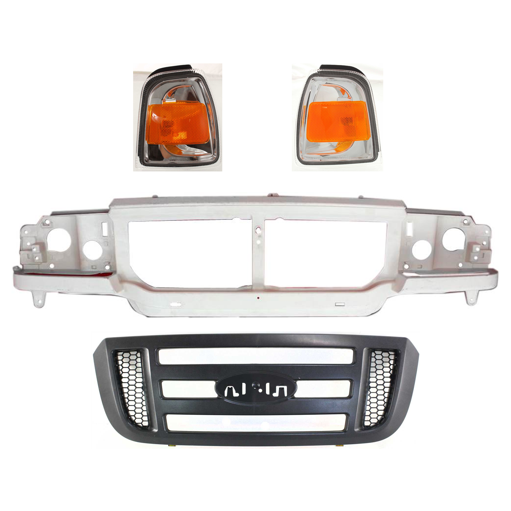 AM RANGER 04-11 HEADER PANEL 4 pc Kit SKU KIT 072924 C2961 Partslink FO1220228 FO2530171 FO2531171 OEM 6L5Z8A284AA 6L5Z15A201BA 6L5Z1