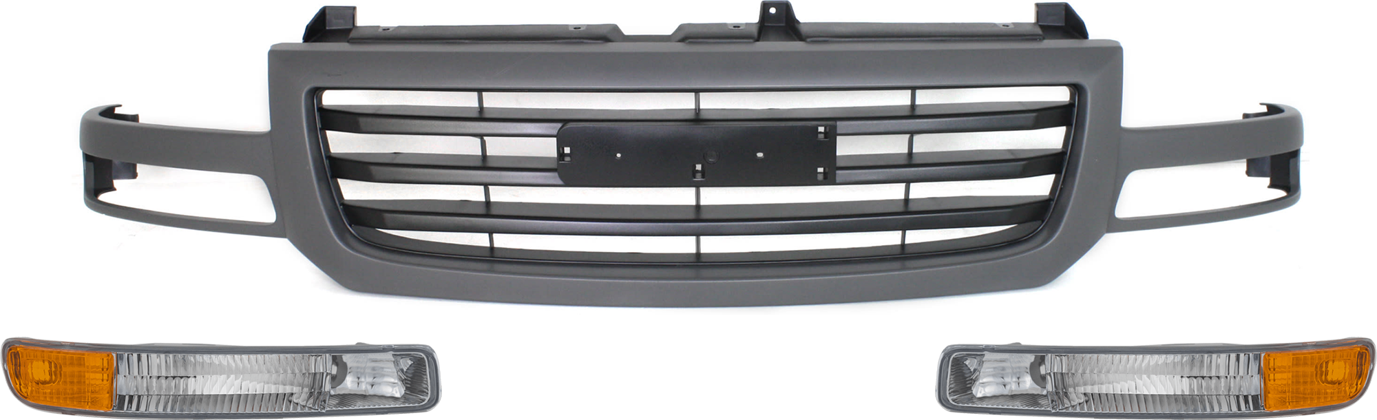 AM SIERRA 1500-03-07-2500-03-04 GRILLE 3 pc Kit Painted Dark Gray Shell Painted Black Insert Fits 2007 Classic SKU KIT 072924 C2989 Partslink GM1200476 GM2520174 GM2521174 OEM 19130790-15199560-15199561