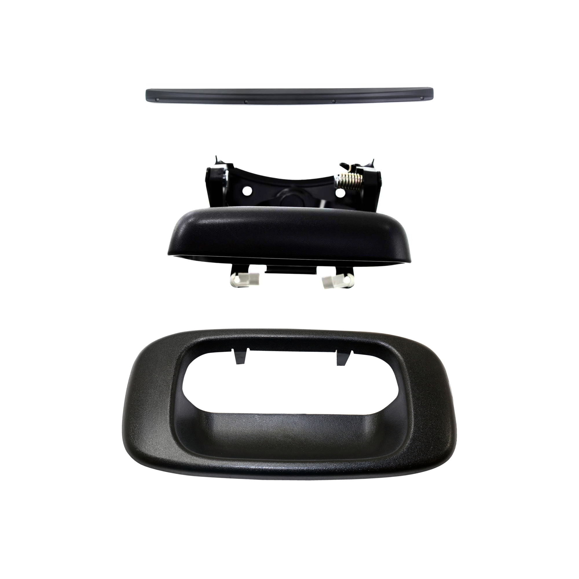 AM SILVERADO SIERRA 99-06 TAILGATE MOLDING Matte Black Spoiler Fleetside Includes 2007 Classic 3 pc Kit with Tailgate Handle SKU KIT 072924 C2993 Partslink GM1909101 GM1916102 GM1915105 OEM 15932247-15228539-15997911