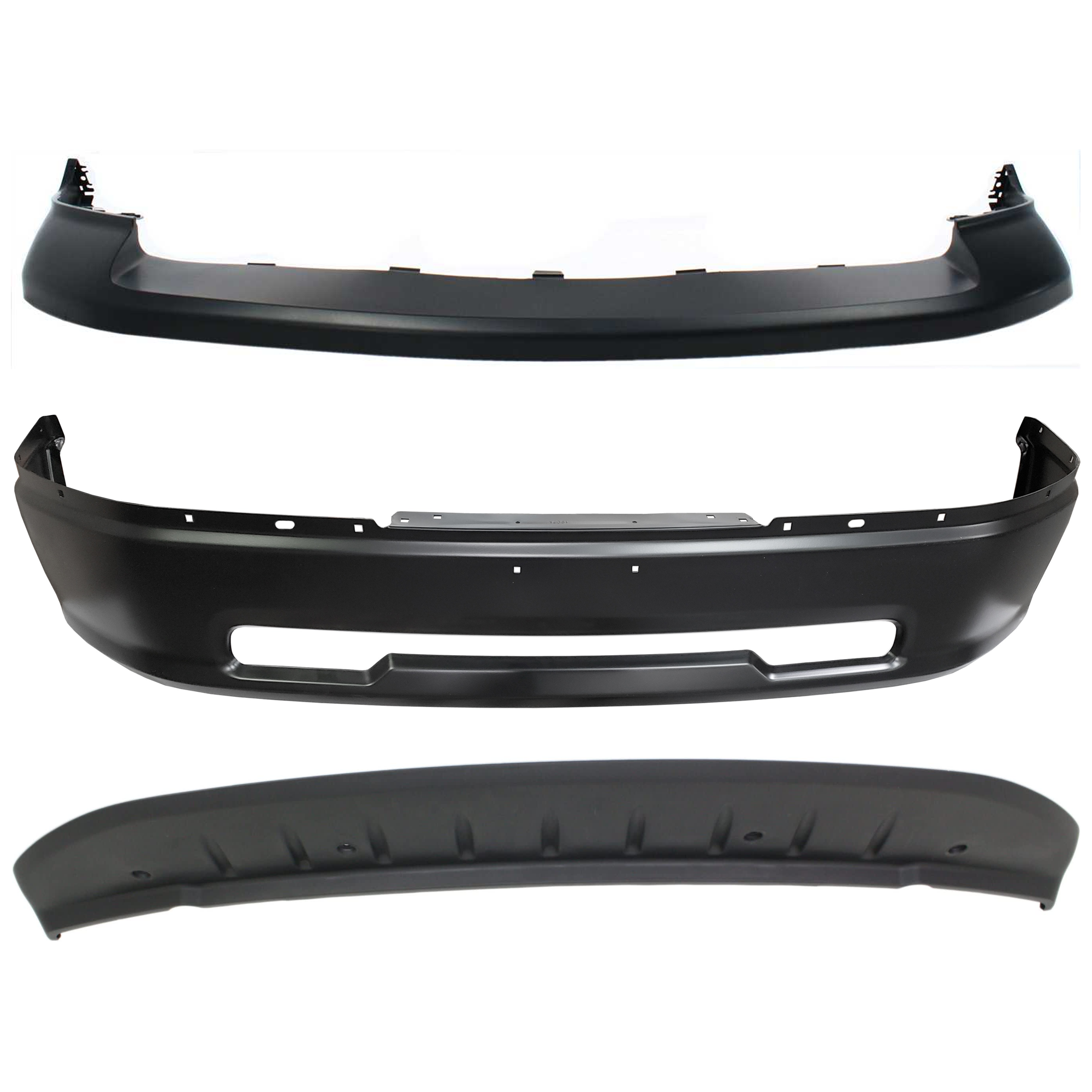 AM RAM 1500-09-12 FRONT BUMPER 3 pc kit w Bumper Cover and Valance SKU KIT 072924 C3005 Partslink CH1002385 CH1014101 CH1090133 OEM 68206066AA 68088188AA 1JL39TZZ