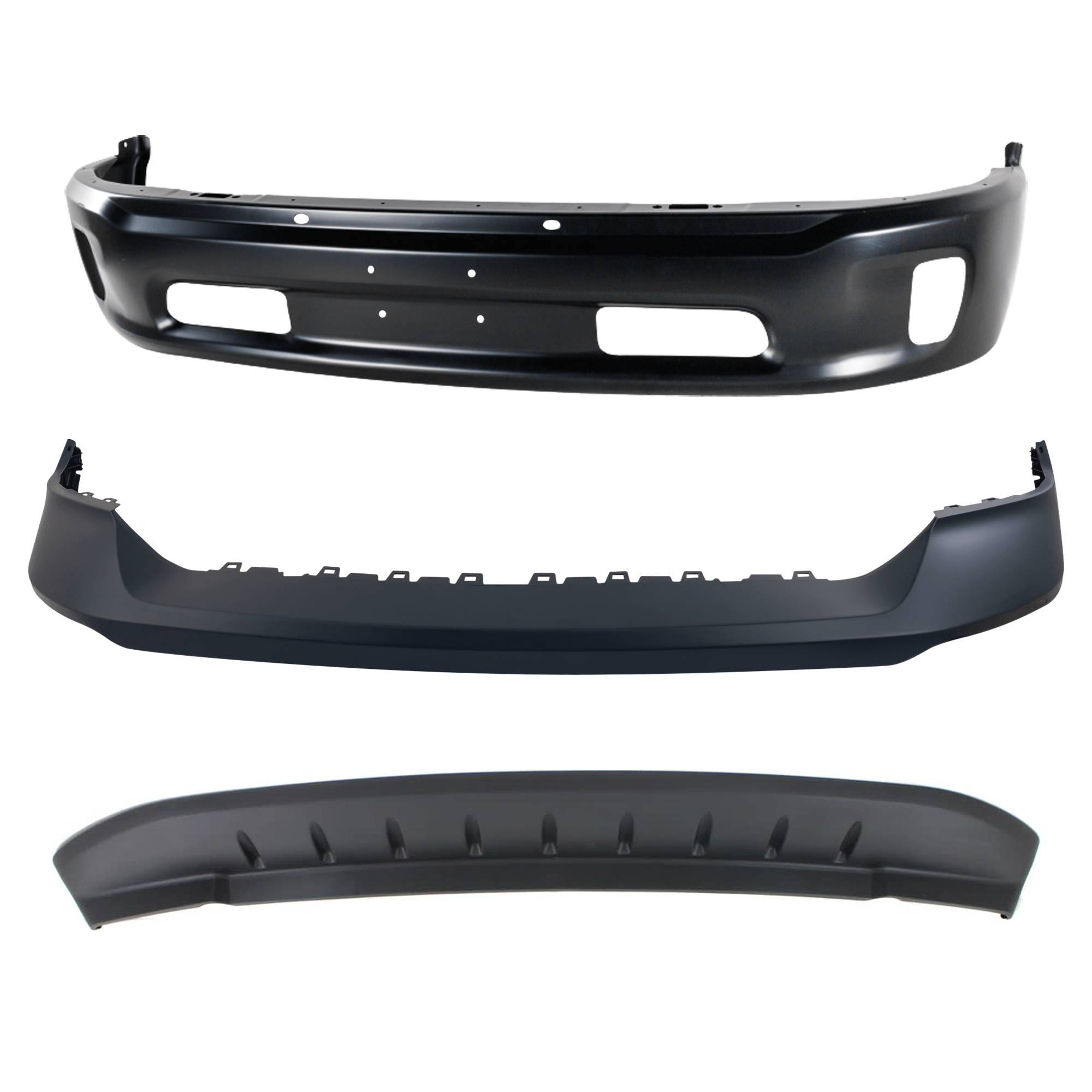 AM 1500-14-18-1500 CLASSIC 19-21 FRONT BUMPER 3 pc kit w Bumper Cover and Valance SKU KIT 072924 C3009 Partslink CH1002399 CH1014108 CH1090147 OEM 68160854AB 68197697AA 5182326A