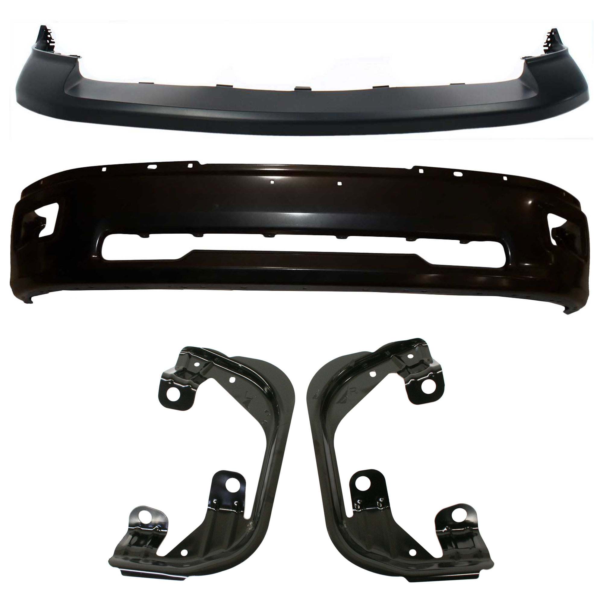 AM RAM 1500-09-12 FRONT BUMPER 4 pc kit w Bumper Cover and Fog Light Bracket SKU KIT 072924 C3014 Partslink CH1002384 CH1014101 CH1061100 OEM 68206067AA 55112609AA 1JL39TZZ