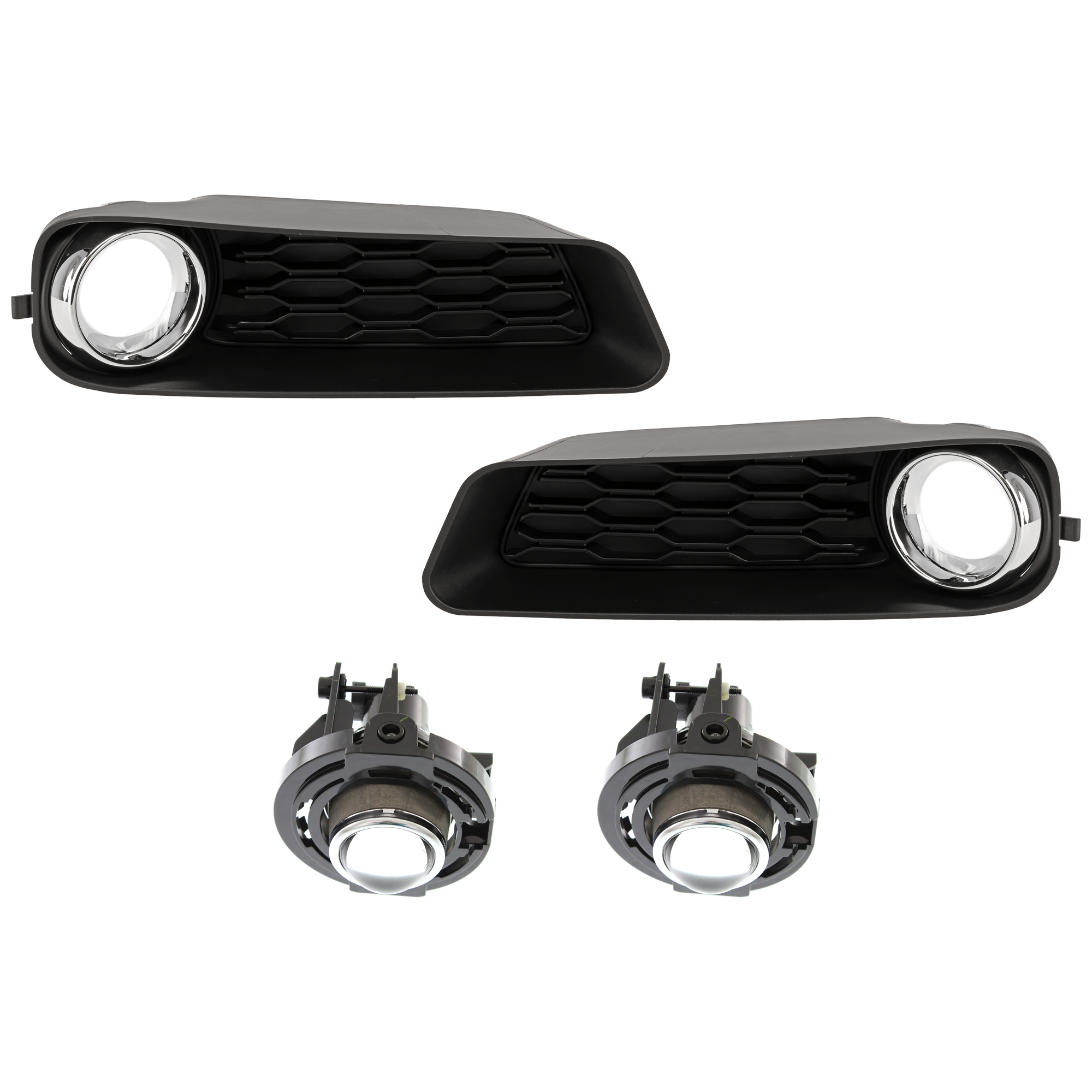 AM AVENGER 11-14 FRONT FOG LAMP RH=LH 4 pc kit Assembly Halogen SKU KIT 072924 C3018 Partslink CH1038121 CH1039121 OEM 5182021AB PFM 68082019AA 68082