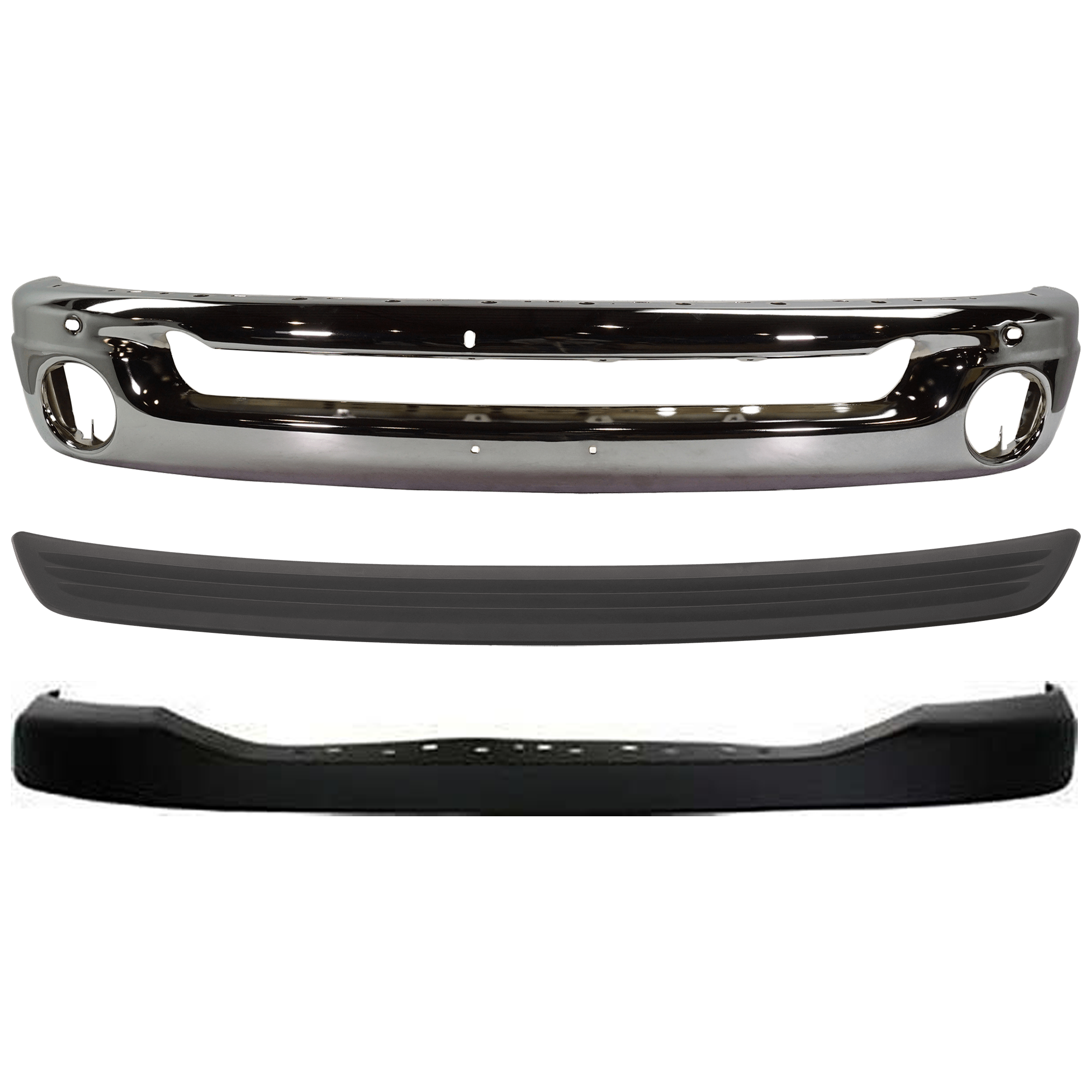 AM RAM 1500-06-08 RAM 2500-06-09 FRONT BUMPER 3 pc kit w Bumper Cover and Bumper Trim SKU KIT 072924 C3019 Partslink CH1002383 CH1014100 CH1019103 OEM 55077946AB ZA17TZZAA 55077763A