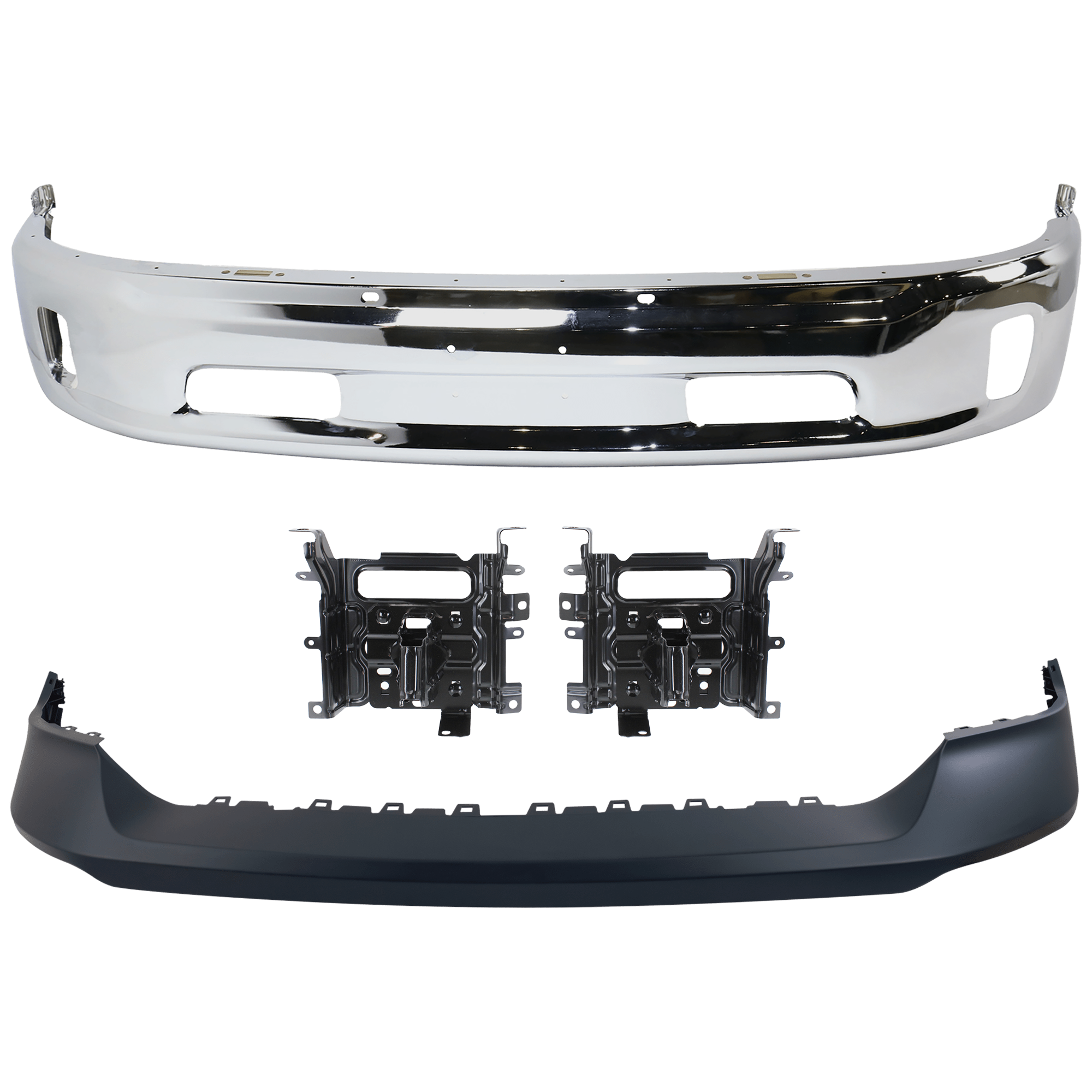 AM 1500-13-18-1500 CLASSIC 19-23 FRONT BUMPER 4 pc kit w Bumper Cover and Bumper Bracket SKU KIT 072924 C3023 Partslink CH1002396 CH1061104 CH1014108 OEM 68160853AB 68232485AA 68197697