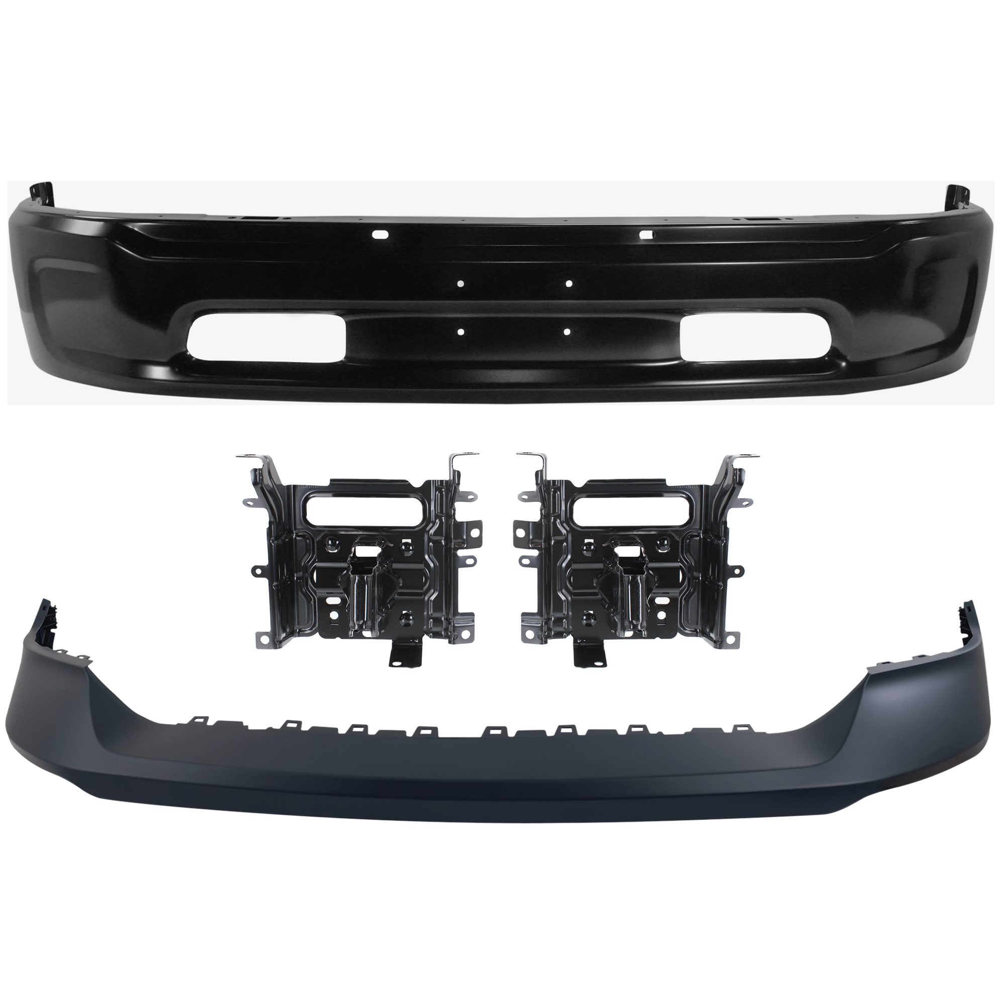 AM 1500-14-18-1500 CLASSIC 19-21 FRONT BUMPER 4 pc kit w Bumper Cover and Bumper Bracket SKU KIT 072924 C3025 Partslink CH1002401 CH1061104 CH1014108 OEM 68160856AC 68232485AA 68197697