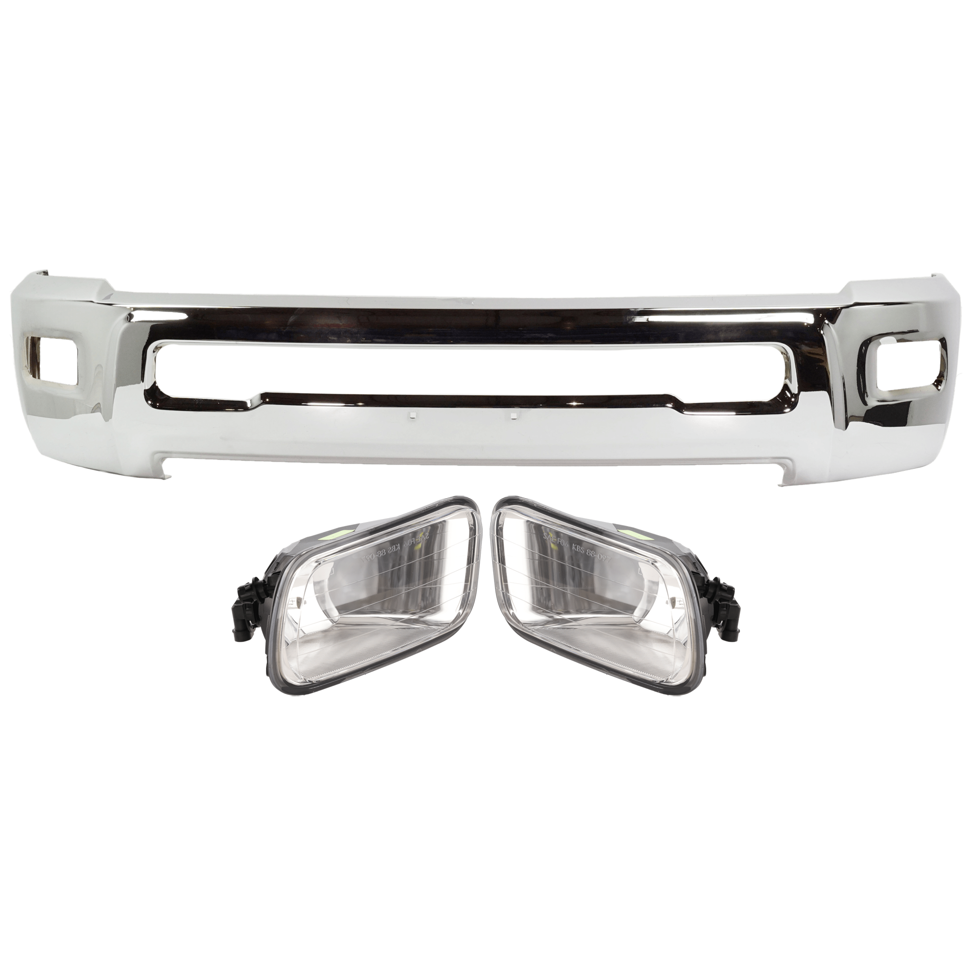 AM RAM 2500-3500-10-10 FRONT BUMPER 3 pc kit w Fog Light SKU KIT 072924 C3026 OEM 68045698AB 55372735AB PFM 5537