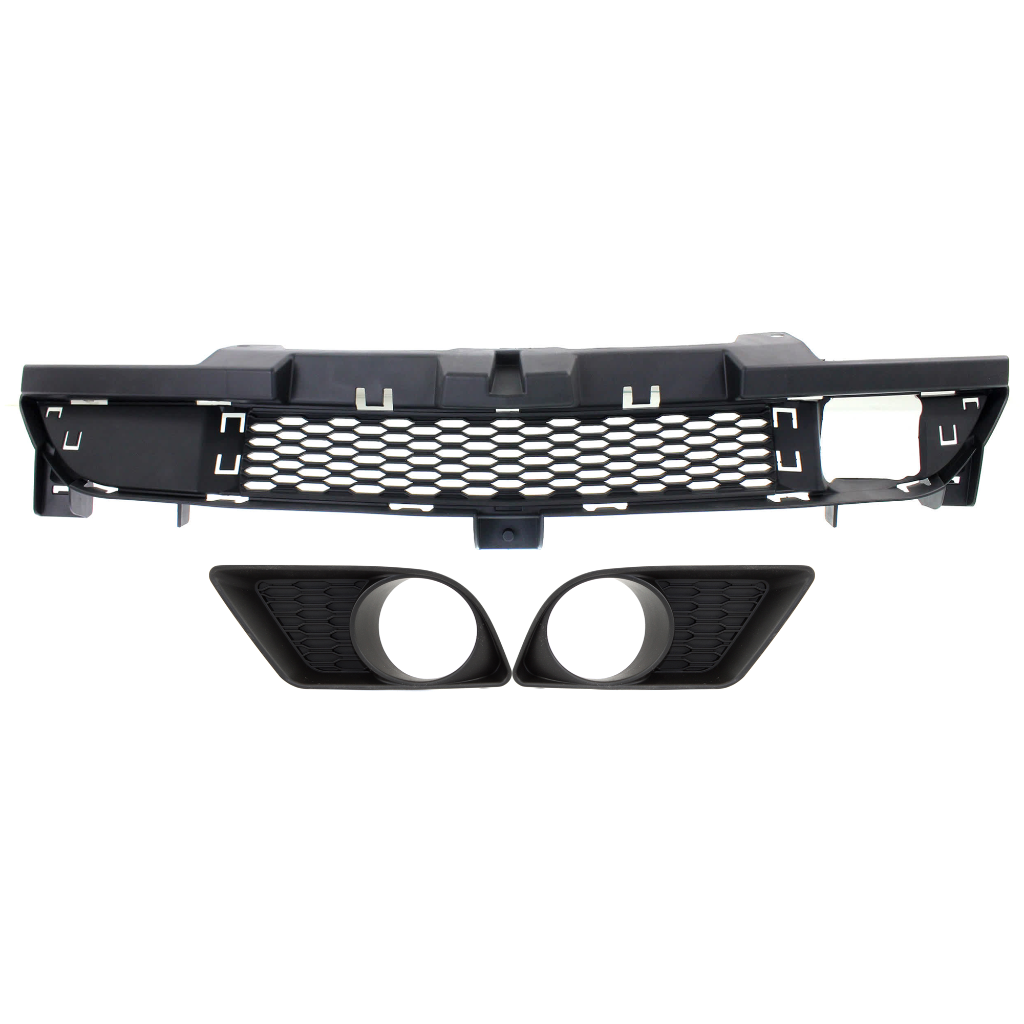 AM CHARGER 11-14 FRONT BUMPER GRILLE 3 pc Kit with Fog Light Trim SKU KIT 072924 C3034 Partslink CH1036114 CH1039133 CH1038133 OEM 68092606AA 68092572AA 68092573