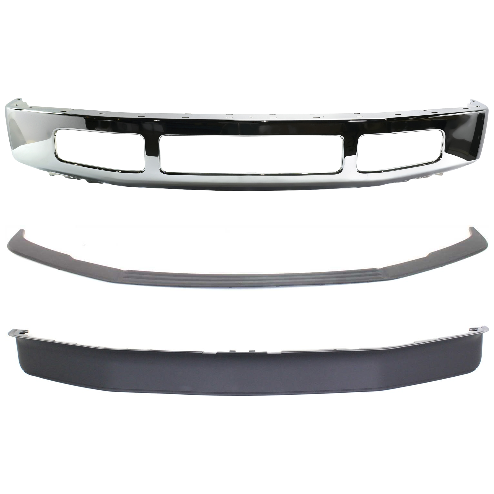 AM F 250 F 350 SUPER DUTY 08-10 FRONT BUMPER 3 pc kit w Valance and Bumper Trim SKU KIT 072924 C3052 Partslink FO1002406 FO1044103 FO1093116 OEM 8C3Z17757B 8C3Z17K833AA 8C3Z17