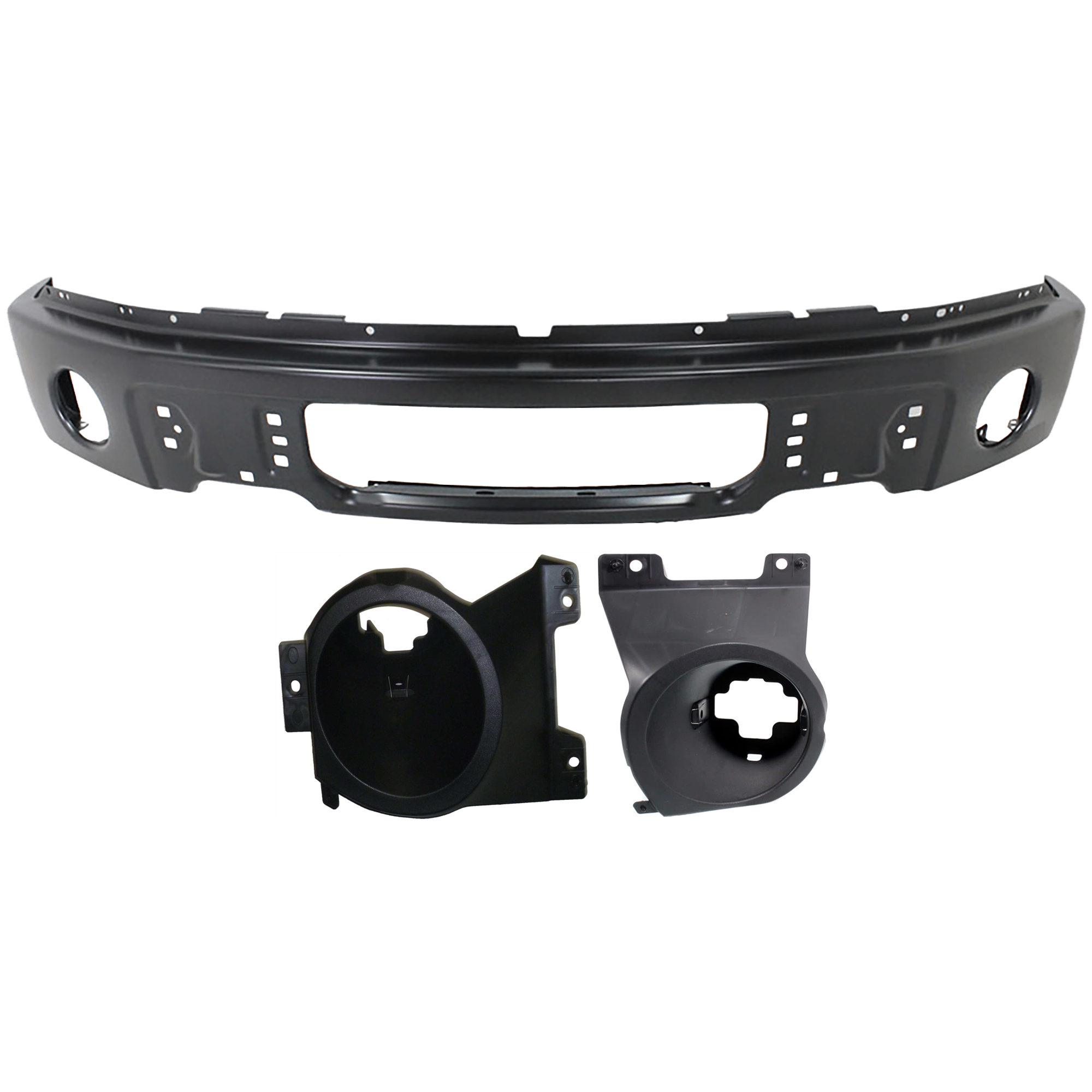 AM F 150-09-10 FRONT BUMPER 3 pc kit w Fog Light Bracket SKU KIT 072924 C3055 Partslink FO1002413 FO2602100 FO2603100 OEM 9L3Z17757DPTM 9L3Z15266B 9L3Z1