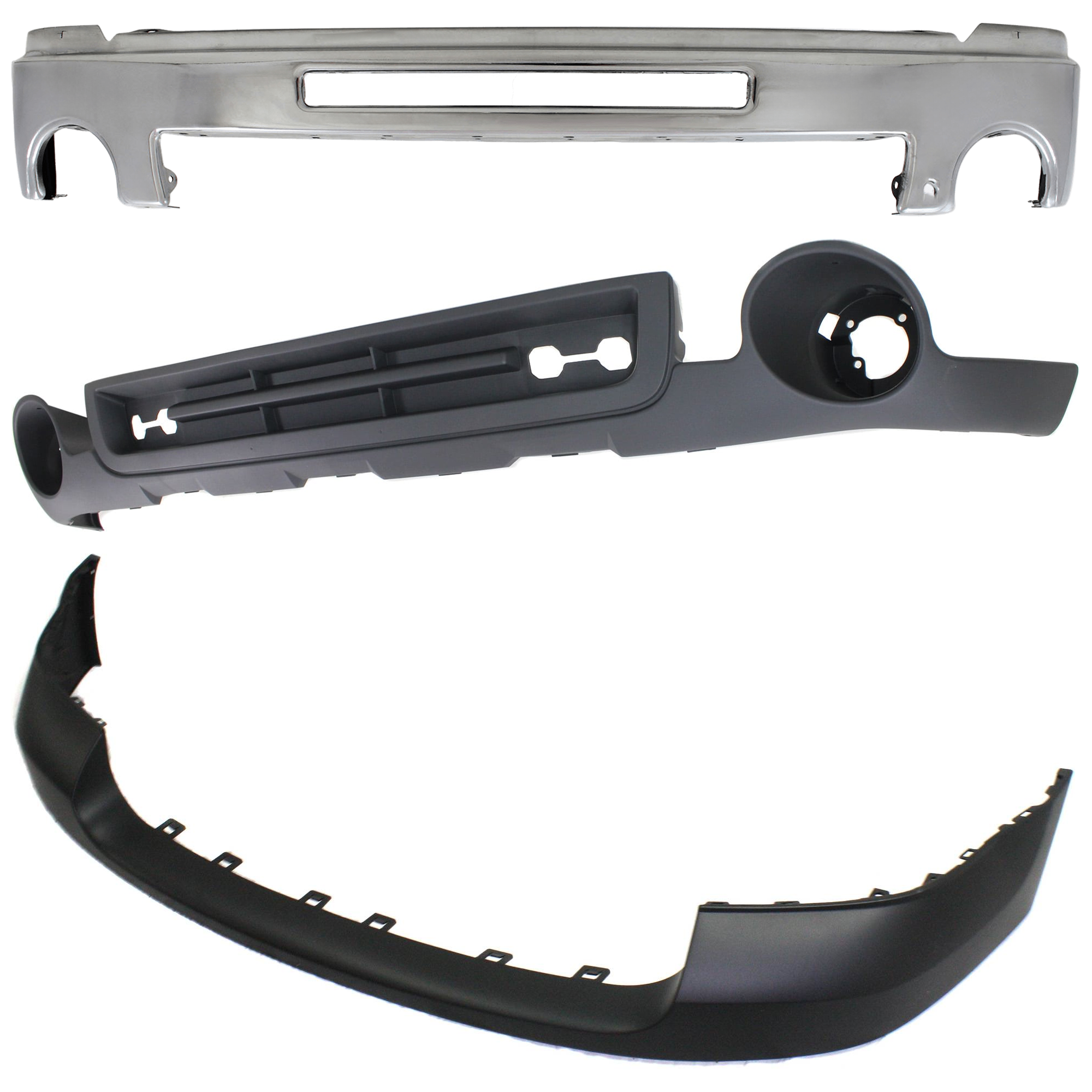 AM SIERRA 2500-3500 HD 07-10 FRONT BUMPER 3 pc kit w Bumper Cover and Valance SKU KIT 072924 C3064 Partslink GM1002834 GM1000873 GM1092218 OEM 15902856-25783597-15921531