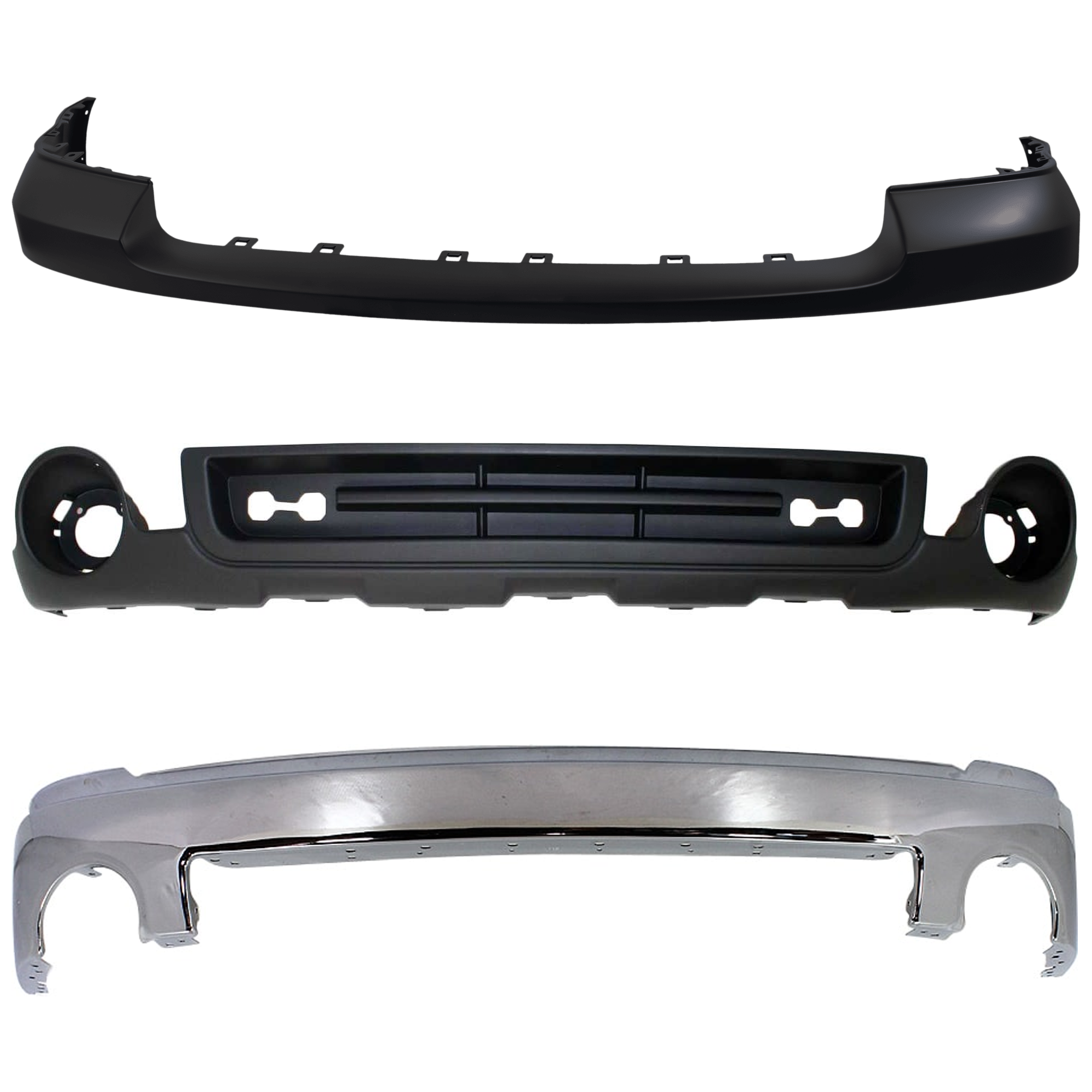 AM SIERRA 1500-07-13 FRONT BUMPER 3 pc kit w Bumper Cover and Valance SKU KIT 072924 C3066 Partslink GM1002833 GM1014103 GM1015100 OEM 15901505-25783617-15131299