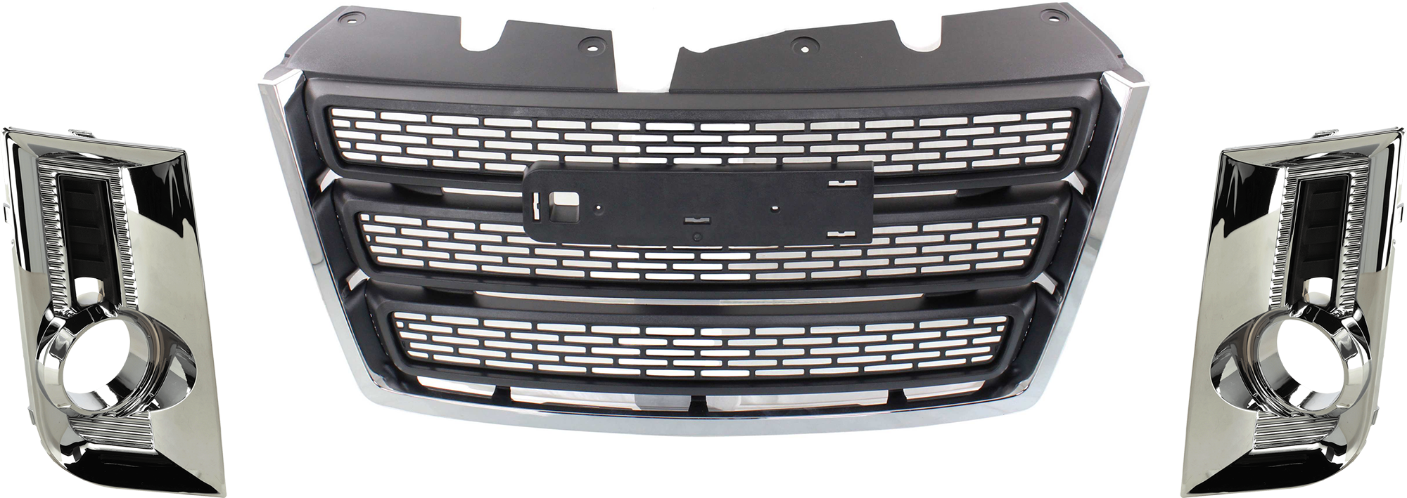 AM TERRAIN 10-15 GRILLE Black Shell and Insert 3 pc Kit w o Chrome Pkg Exc. Denali Model with Fog Light Trim SKU KIT 072924 C3071 Partslink GM1200630 GM1038123 GM1039123 OEM 22764303-25818477-25818476