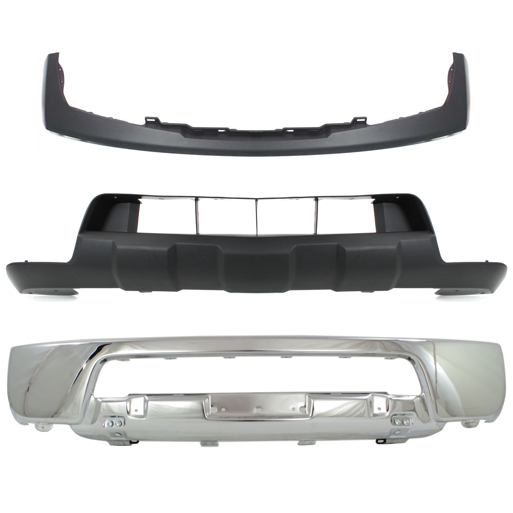 AM FRONTIER 05-08 FRONT BUMPER 3 pc kit w Bumper Trim and Valance SKU KIT 072924 C3083 Partslink NI1002140 NI1000224 NI1015100 OEM 62014EA810-62025EA800-62026EA8
