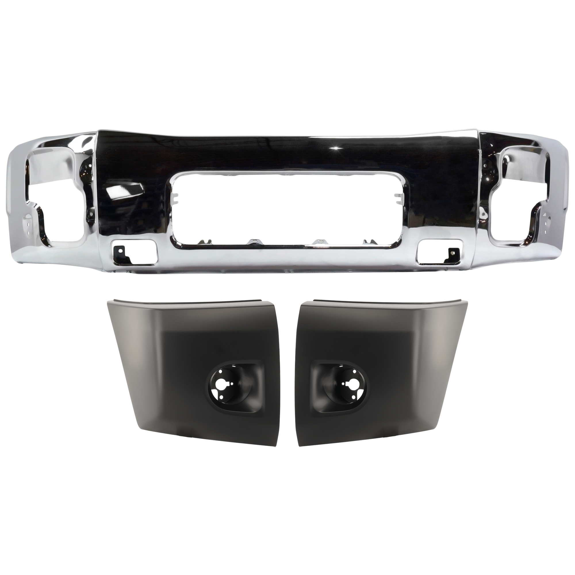 AM TITAN 08-15 FRONT BUMPER 3 pc kit w Bumper End SKU KIT 072924 C3085 Partslink NI1002136 NI1005148 NI1004148 OEM 62022ZR08A 62024ZR00A 62025ZR0