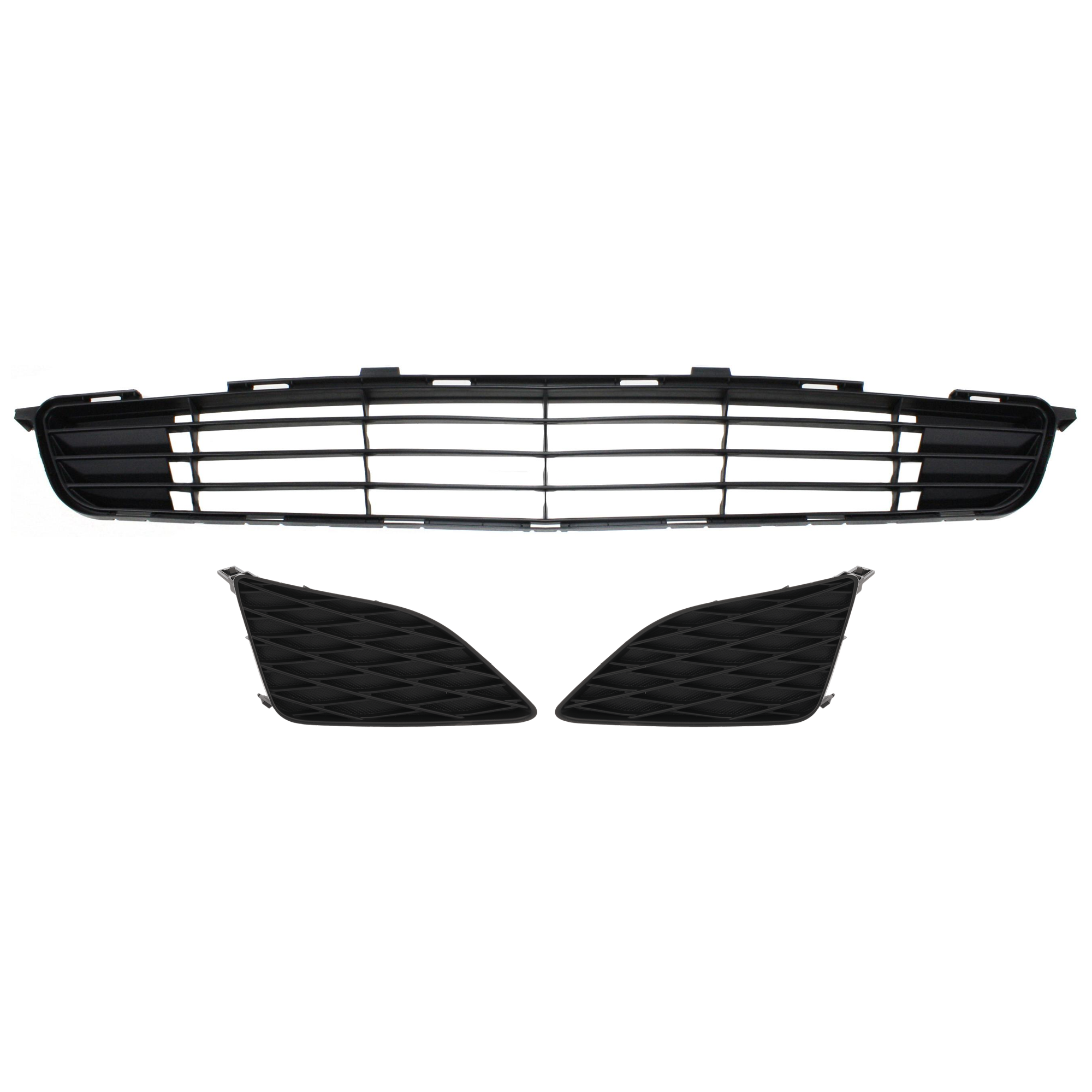 AM COROLLA 09-10 FRONT BUMPER GRILLE Textured Black 3 pc Kit with Fog Light Cover SKU KIT 072924 C3111 Partslink TO1036111 TO1039115 TO1038115 OEM 5311202120-8148102090-81482020