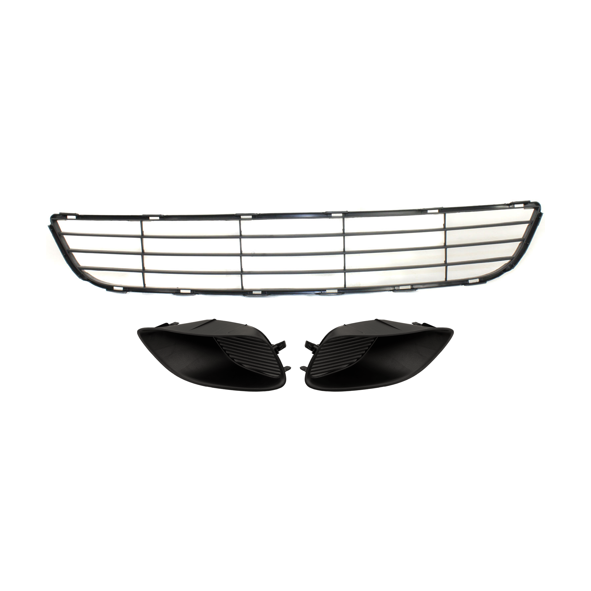 AM YARIS 07-08 FRONT BUMPER GRILLE Lower Textured Gray 3 pc Kit with Fog Light Cover SKU KIT 072924 C3112 Partslink TO1036108 TO2598105 TO2599105 OEM 5311252240-5212852100-52127523