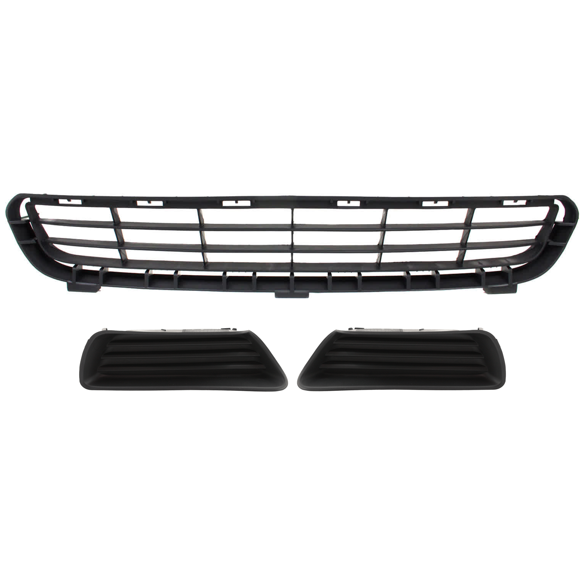 AM CAMRY 07-09 FRONT BUMPER GRILLE Textured Black 3 pc Kit with Fog Light Cover SKU KIT 072924 C3143 Partslink TO1036103 TO2598103 TO2599103 OEM 5311206010-5212806050-52127060