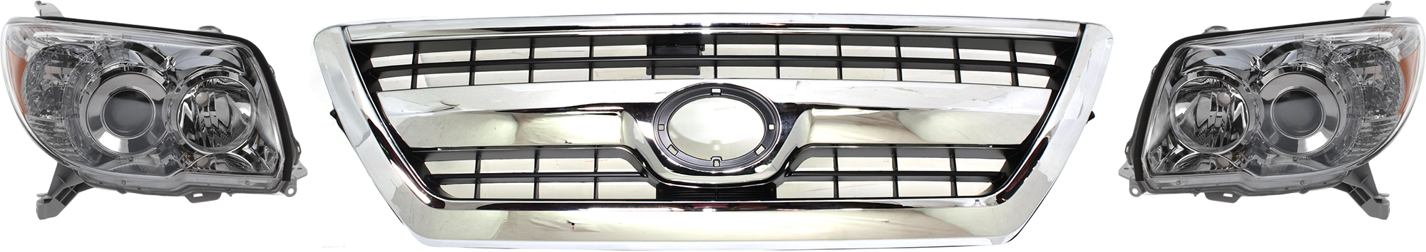 AM 4RUNNER 06-09 GRILLE 3 pc Kit Plastic Chrome Shell Primed Insert SR5 Model SKU KIT 072924 C3152 Partslink TO1200299 TO2502164 TO2503164 OEM 5310035A13C0-8117035421-811303