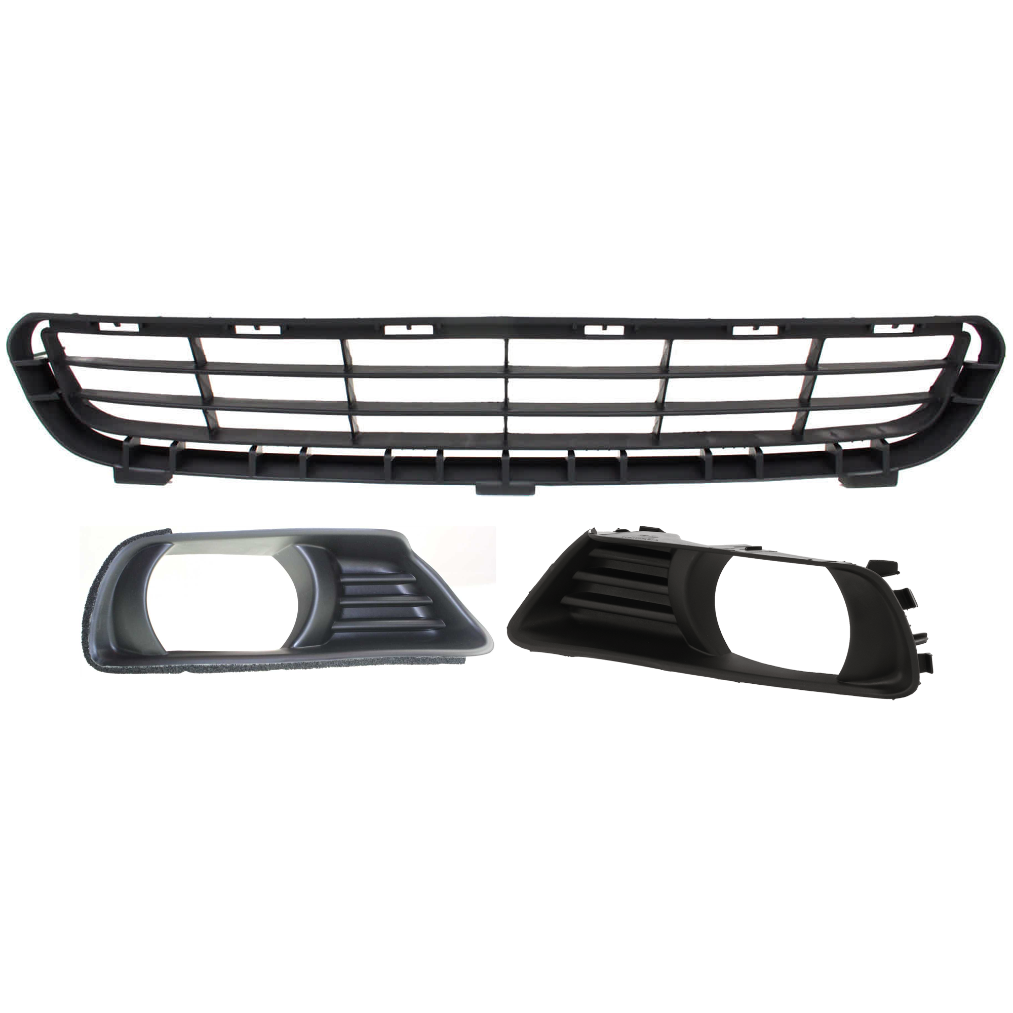 AM CAMRY 07-09 FRONT BUMPER GRILLE Textured Black 3 pc Kit with Fog Light Trim SKU KIT 072924 C3156 Partslink TO1036103 TO2598101 TO2599101 OEM 5311206010-5212806040-52127060