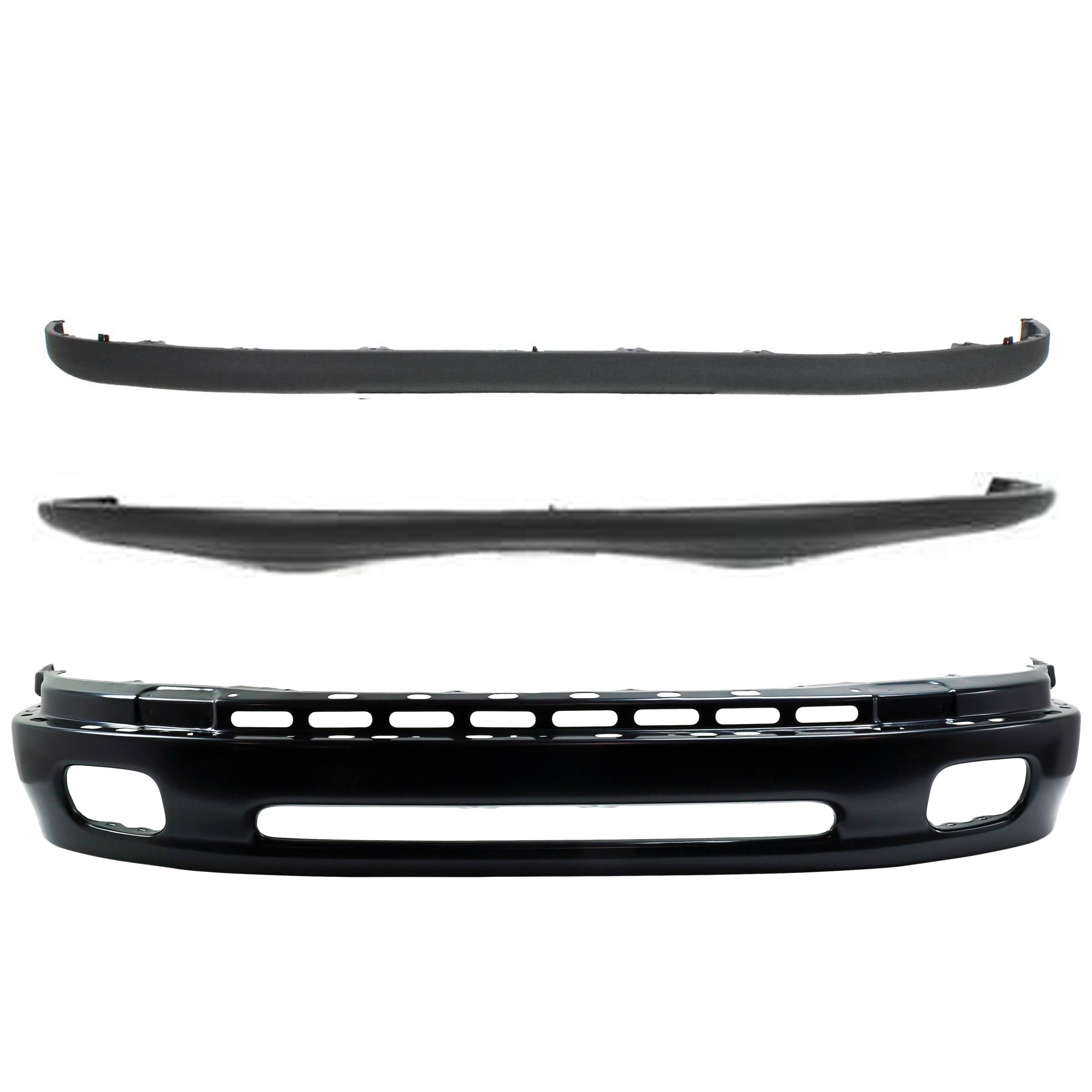 AM TUNDRA 00-06 FRONT BUMPER Lower Black Steel Type 3 pc Kit with Bumper Cover and Valance SKU KIT 072924 C3157 Partslink TO1002171 TO1000198 TO1095180 OEM 521010C010-521190C010-539110C0