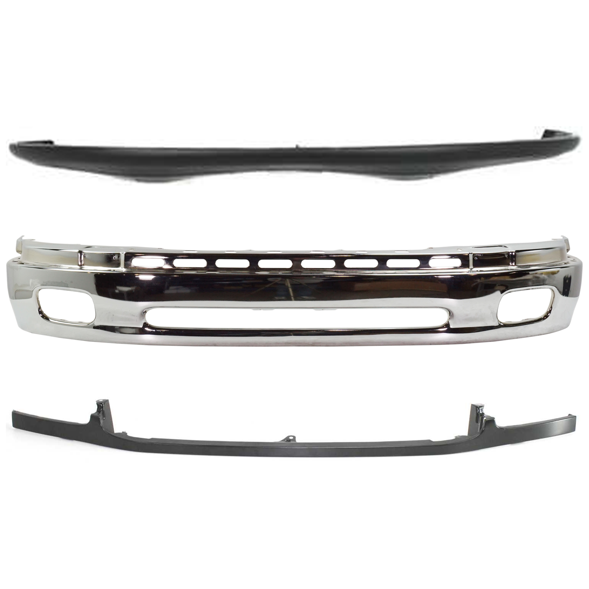 AM TUNDRA 00-06 FRONT BUMPER Lower Chrome Steel Type 3 pc Kit with Bumper Cover and Bumper Trim SKU KIT 072924 C3159 Partslink TO1002170 TO1000198 TO1087109 OEM 521010C020-521190C010-539030C0