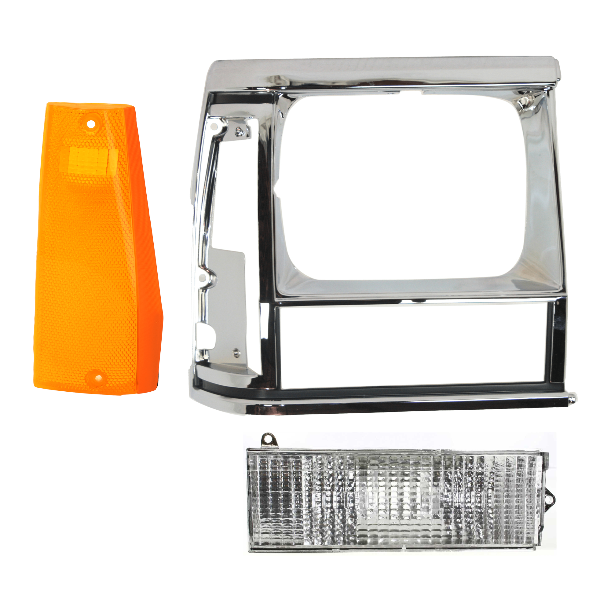 AM COMANCHE 91-92 CHEROKEE 91-96 HEAD LAMP DOOR RH 3 pc Kit with Side Marker and Turn Signal Light SKU KIT 072924 C3164 Partslink CH2513123 CH2551113 CH2531101 OEM 55034078-56000110-56000098