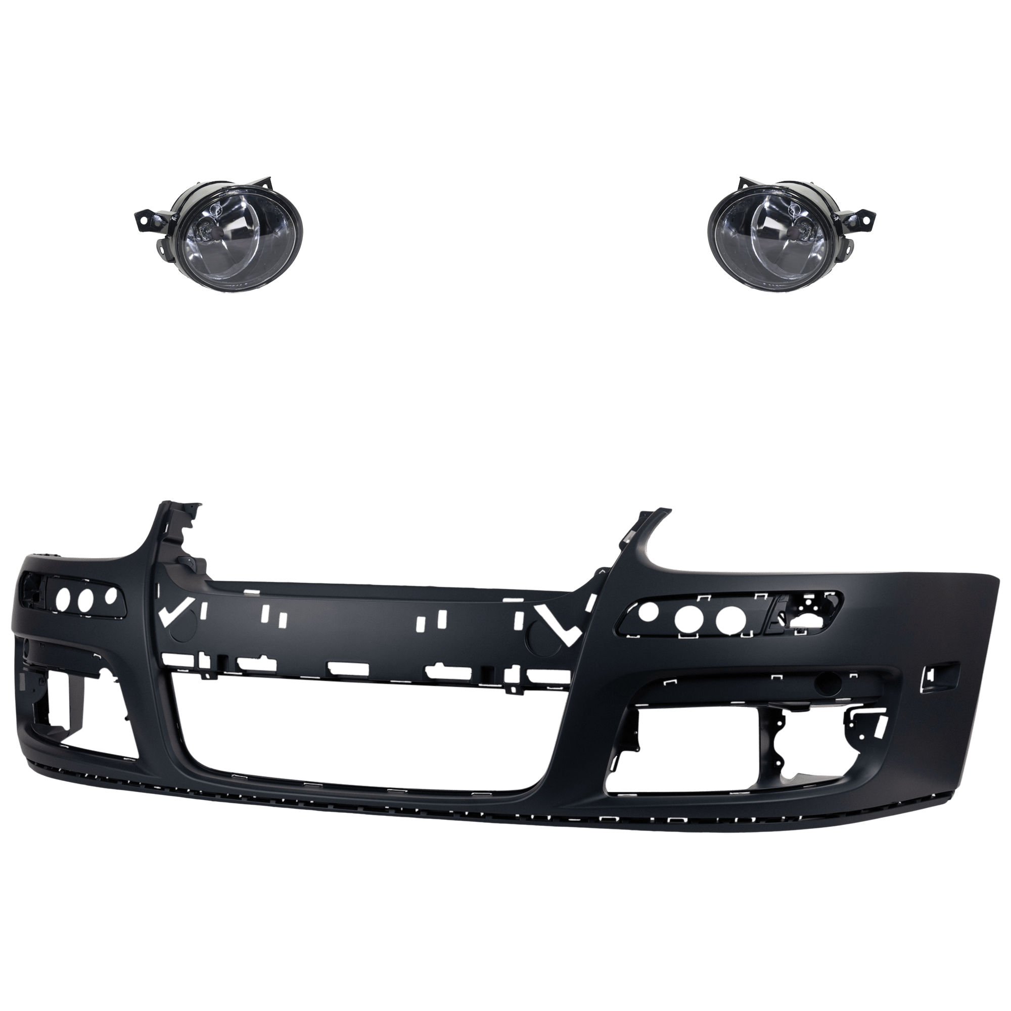 AM GTI 06-07 JETTA 06-10 FRONT BUMPER COVER Primed 3 pc Kit with Fog Light SKU KIT 072924 C3168 Partslink VW1000161 VW2593110 VW2592110 OEM 1K0807217AGRU 1T0941700H 1T094