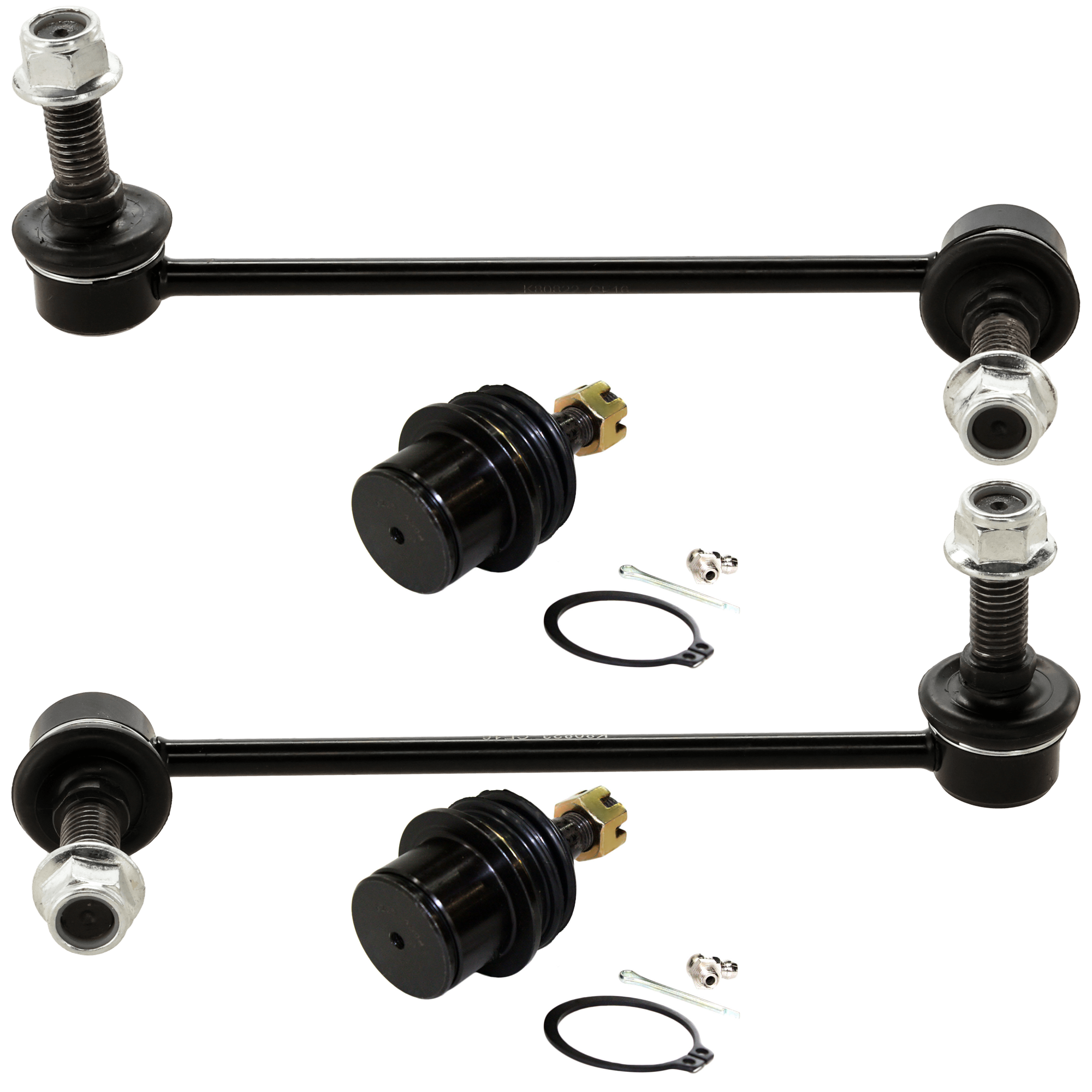 AM CHRYSLER 300-05-19 FRONT BALL JOINT RH AND LH Lower Rearward 4 pc Kit with Sway Bar Link and Tie Rod End SKU KIT 072924 C3190 OEM 2601744-5051433-45D2442-46D