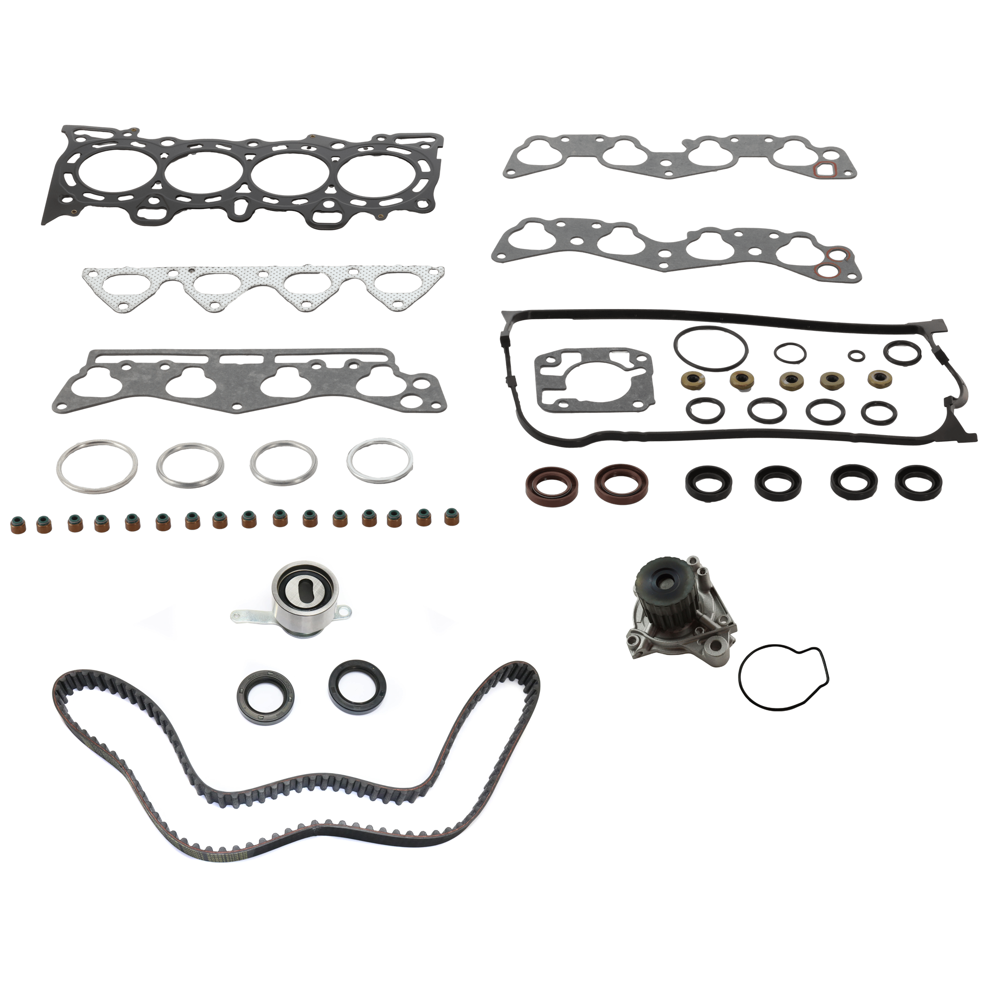 AM CIVIC 96-00 CIVIC DEL SOL 96-97 CYLINDER HEAD GASKET 3 pc kit 1.6L Engine with Timing Belt Kit and Water Pump SKU KIT 072924 C3371 OEM 2522240 GTK0224 TB224K1 TCK224