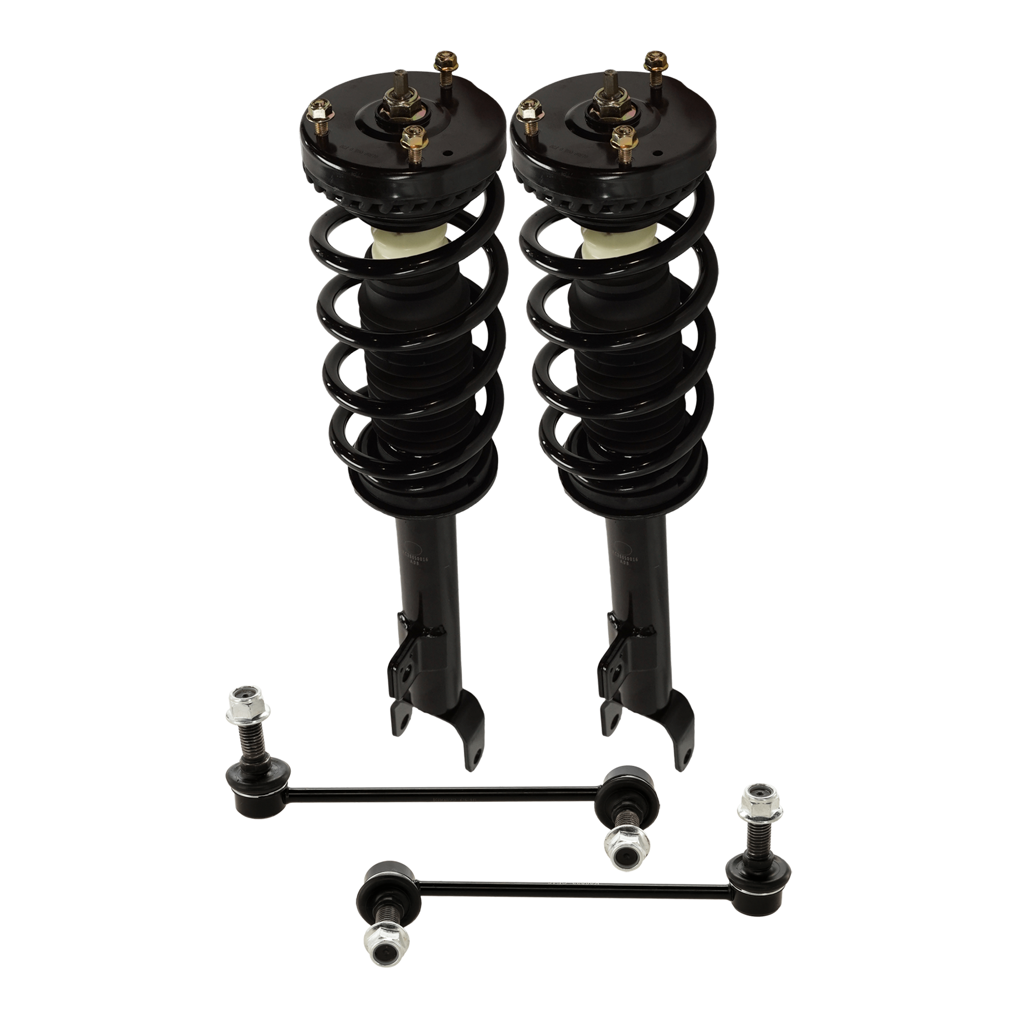 AM CHRYSLER 300-11-23 CHALLENGER 11-11 FRONT FULLY LOADED STRUT RH AND LH Gas Charged Twin tube 3.6L Eng. 4 pc Kit with Sway Bar Link SKU KIT 072924 C3506 OEM LS5391281B 68544305AA 685443