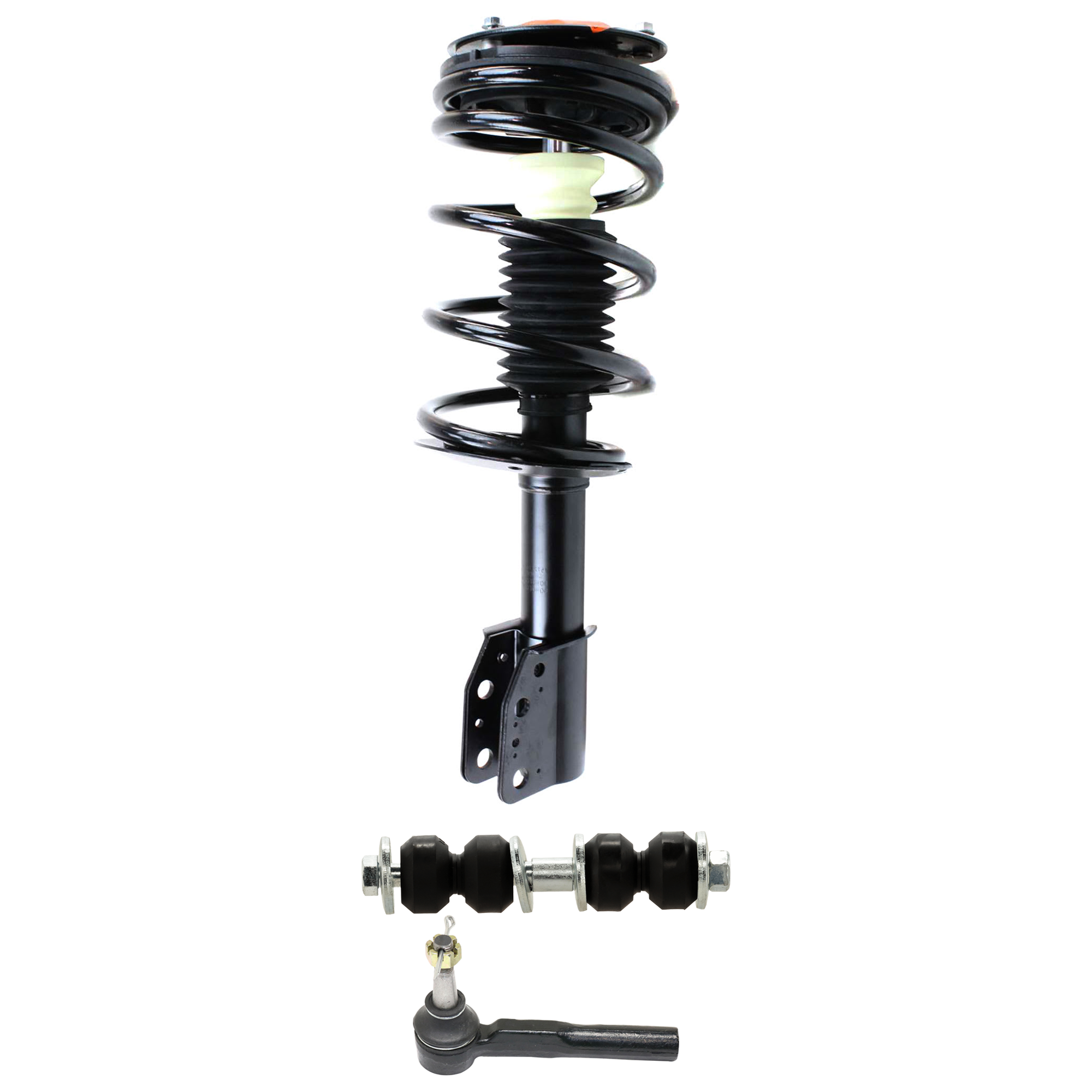 AM GRAND AM 99-05 MALIBU 97-03 FRONT FULLY LOADED STRUT RH=LH Gas Charged Twin tube 3 pc Kit with Sway Bar Link and Tie Rod End SKU KIT 072924 C3512 OEM 22064731-22064732-1015993-2651